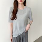 【ココモモ/COCOMOMO】の選べる2タイプ シアーカットソー シアートップス ロンt トップス 長袖 五分袖 人気、トレンドファッション・服の通販 founy(ファニー) ファッション Fashion レディースファッション Fashion for Women トップス・カットソー Cut & Sew Tops ロングTシャツ・Tシャツ Longline T-Shirts & Tees カットソー・ベーシックTシャツ Cut-and-Sewn Tops / Stretch Tees & Basics シアー Sheer, See-Through スウェット / スエット Sweatshirt, Sweatwear セーター Sweater, Knitwear 夏 Summer 水着 Swimsuit, Swimwear 長袖 Long Sleeve, Full Sleeve thumbnail 五分袖・スペースグレー|ID: prp329100004792314 ipo3291000000034889029