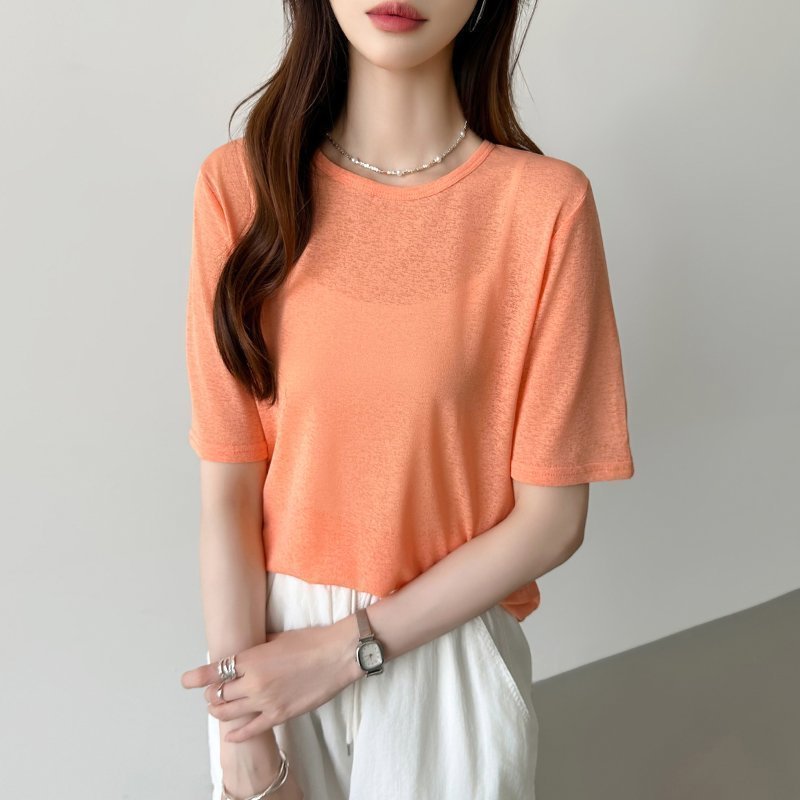 【ココモモ/COCOMOMO】の選べる2タイプ シアーカットソー シアートップス ロンt トップス 長袖 五分袖 インテリア・キッズ・メンズ・レディースファッション・服の通販 founy(ファニー) ファッション Fashion レディースファッション Fashion for Women トップス・カットソー Cut & Sew Tops ロングTシャツ・Tシャツ Longline T-Shirts & Tees カットソー・ベーシックTシャツ Cut-and-Sewn Tops / Stretch Tees & Basics シアー Sheer, See-Through スウェット / スエット Sweatshirt, Sweatwear セーター Sweater, Knitwear 夏 Summer 水着 Swimsuit, Swimwear 長袖 Long Sleeve, Full Sleeve 五分袖・オレンジ|ID: prp329100004792314 ipo3291000000034889032