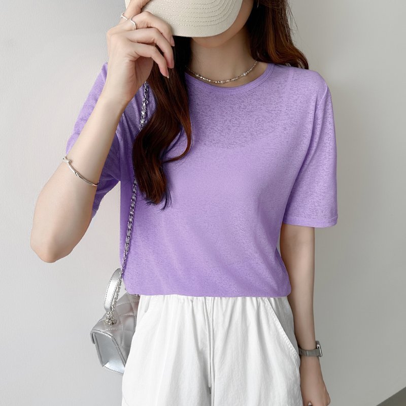 【ココモモ/COCOMOMO】の選べる2タイプ シアーカットソー シアートップス ロンt トップス 長袖 五分袖 インテリア・キッズ・メンズ・レディースファッション・服の通販 founy(ファニー) ファッション Fashion レディースファッション Fashion for Women トップス・カットソー Cut & Sew Tops ロングTシャツ・Tシャツ Longline T-Shirts & Tees カットソー・ベーシックTシャツ Cut-and-Sewn Tops / Stretch Tees & Basics シアー Sheer, See-Through スウェット / スエット Sweatshirt, Sweatwear セーター Sweater, Knitwear 夏 Summer 水着 Swimsuit, Swimwear 長袖 Long Sleeve, Full Sleeve 五分袖・パープル|ID: prp329100004792314 ipo3291000000034889035