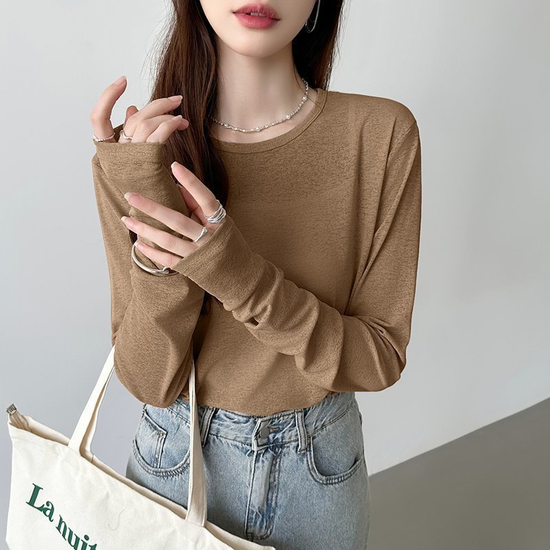 【ココモモ/COCOMOMO】の選べる2タイプ シアーカットソー シアートップス ロンt トップス 長袖 五分袖 インテリア・キッズ・メンズ・レディースファッション・服の通販 founy(ファニー) ファッション Fashion レディースファッション Fashion for Women トップス・カットソー Cut & Sew Tops ロングTシャツ・Tシャツ Longline T-Shirts & Tees カットソー・ベーシックTシャツ Cut-and-Sewn Tops / Stretch Tees & Basics シアー Sheer, See-Through スウェット / スエット Sweatshirt, Sweatwear セーター Sweater, Knitwear 夏 Summer 水着 Swimsuit, Swimwear 長袖 Long Sleeve, Full Sleeve 長袖・ブラウン|ID: prp329100004792314 ipo3291000000034889037