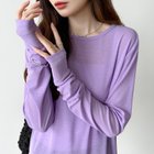 【ココモモ/COCOMOMO】の選べる2タイプ シアーカットソー シアートップス ロンt トップス 長袖 五分袖 人気、トレンドファッション・服の通販 founy(ファニー) ファッション Fashion レディースファッション Fashion for Women トップス・カットソー Cut & Sew Tops ロングTシャツ・Tシャツ Longline T-Shirts & Tees カットソー・ベーシックTシャツ Cut-and-Sewn Tops / Stretch Tees & Basics シアー Sheer, See-Through スウェット / スエット Sweatshirt, Sweatwear セーター Sweater, Knitwear 夏 Summer 水着 Swimsuit, Swimwear 長袖 Long Sleeve, Full Sleeve thumbnail 長袖・パープル|ID: prp329100004792314 ipo3291000000034889047