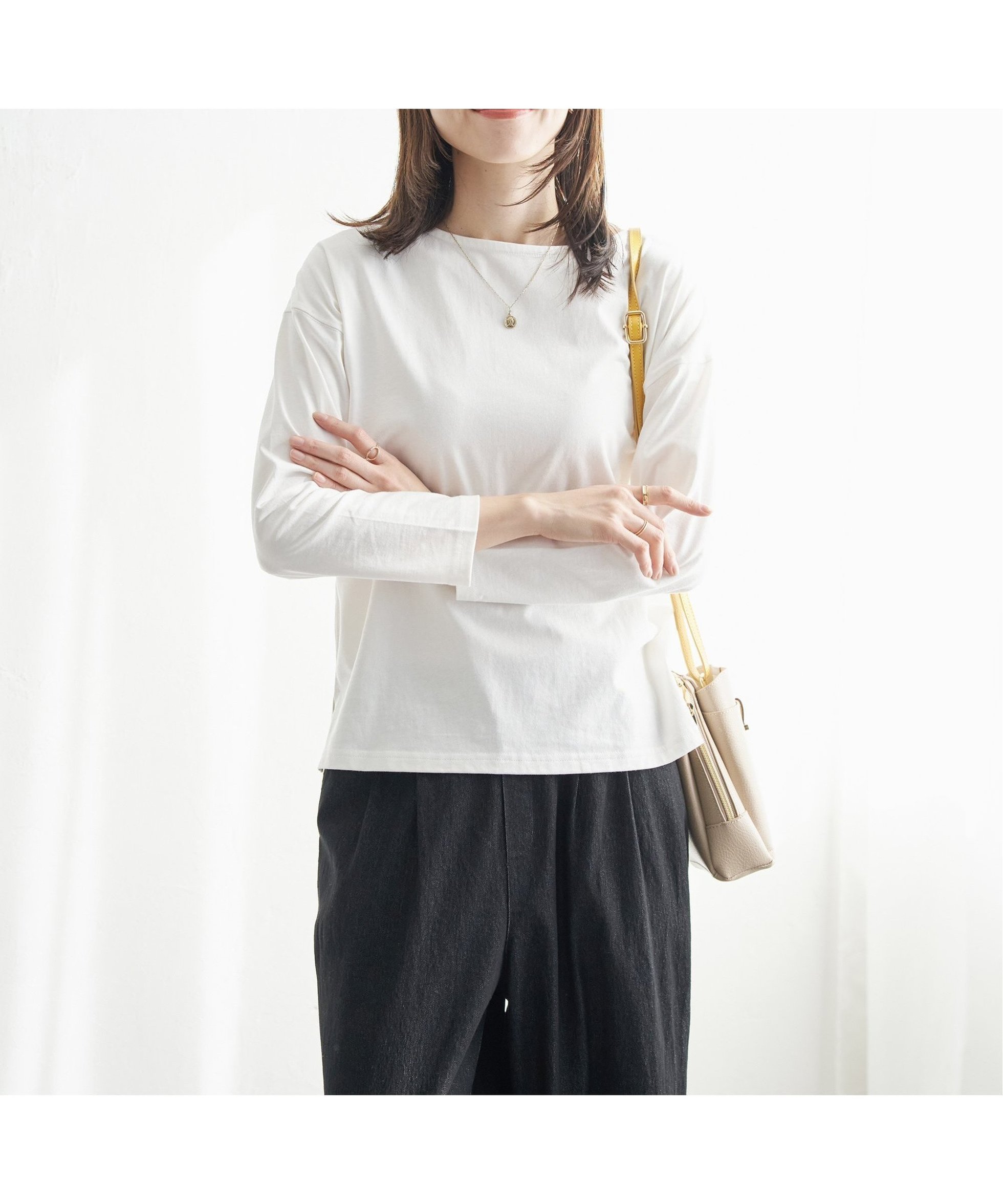 【イッカ/ikka】のコットンUSAロンT インテリア・キッズ・メンズ・レディースファッション・服の通販 founy(ファニー) 　ファッション　Fashion　レディースファッション　Fashion for Women　トップス・カットソー　Cut & Sew Tops　ロングTシャツ・Tシャツ　Longline T-Shirts & Tees　おすすめ　Recommended / Our Picks　カットソー　Cut and Sewn Top　キャップ　Cap, Baseball Cap　コンパクト　Compact, Small Size　シンプル　Simple, Minimal　スニーカー　Sneakers, Trainers　フェミニン　Feminine, Girly　フレア　Flare, Flared　ベーシック　Basic, Essential　ボーダー　Border, Stripe　リラックス　Relax, Relaxed Fit　エレガント 上品　Elegant　無地　Plain, Solid Color　長袖　Long Sleeve, Full Sleeve　オフホワイト|ID: prp329100004792392 ipo3291000000035141235