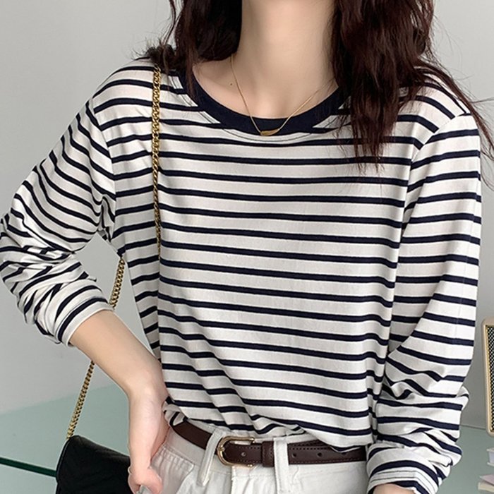 【ミニミニストア/miniministore】のボーダー柄tシャツ 長袖カットソー 春秋 インテリア・キッズ・メンズ・レディースファッション・服の通販 founy(ファニー) https://founy.com/ ファッション Fashion レディースファッション Fashion for Women トップス・カットソー Cut & Sew Tops シャツ・ブラウス・オフィスカジュアル Elegant Blouses & Button-Ups ロングTシャツ・Tシャツ Longline T-Shirts & Tees カットソー・ベーシックTシャツ Cut-and-Sewn Tops / Stretch Tees & Basics アクセサリー Fashion Accessories 秋 Autumn カットソー Cut and Sewn Top クラシック Classic, Timeless Style デニム Denim, Jeans Material 長袖 Long Sleeve, Full Sleeve フェミニン Feminine, Girly ボーダー Border, Stripe ラウンド Round, Round Neck リーフ Leaf, Botanical Leaf |ID: prp329100004792442 ipo3291000000034856823