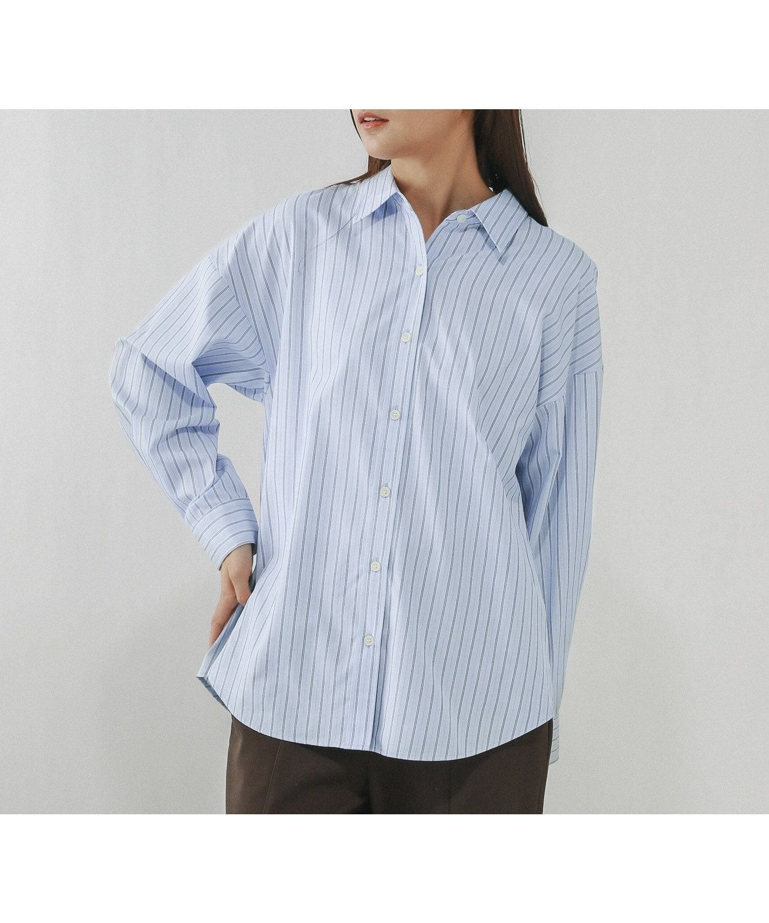 【グローバルワーク/GLOBAL WORK】の吉高由里子さん着用/365日マイスタイルシャツ/571317 インテリア・キッズ・メンズ・レディースファッション・服の通販 founy(ファニー) 　ファッション　Fashion　レディースファッション　Fashion for Women　トップス・カットソー　Cut & Sew Tops　シャツ・ブラウス・オフィスカジュアル　Elegant Blouses & Button-Ups　おすすめ　Recommended / Our Picks　ベーシック　Basic, Essential　ボトム　Bottoms, Lower Wear　ワイド　Wide, Wide Fit　サックスストライプ86|ID: prp329100004792467 ipo3291000000034773071