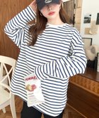 【モーメントプラス/moment+ / MEN】の綿100%無地 ボーダー.オーバーサイズロングスリーブTシャツ ブルー|ID: prp329100004792469 ipo3291000000034773082