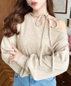 【モーメントプラス/moment+ / MEN】のストラップチョーカーネックリボンアシメワンショルダーニットソープルオーバー ベージュ|ID: prp329100004792477 ipo3291000000034773137