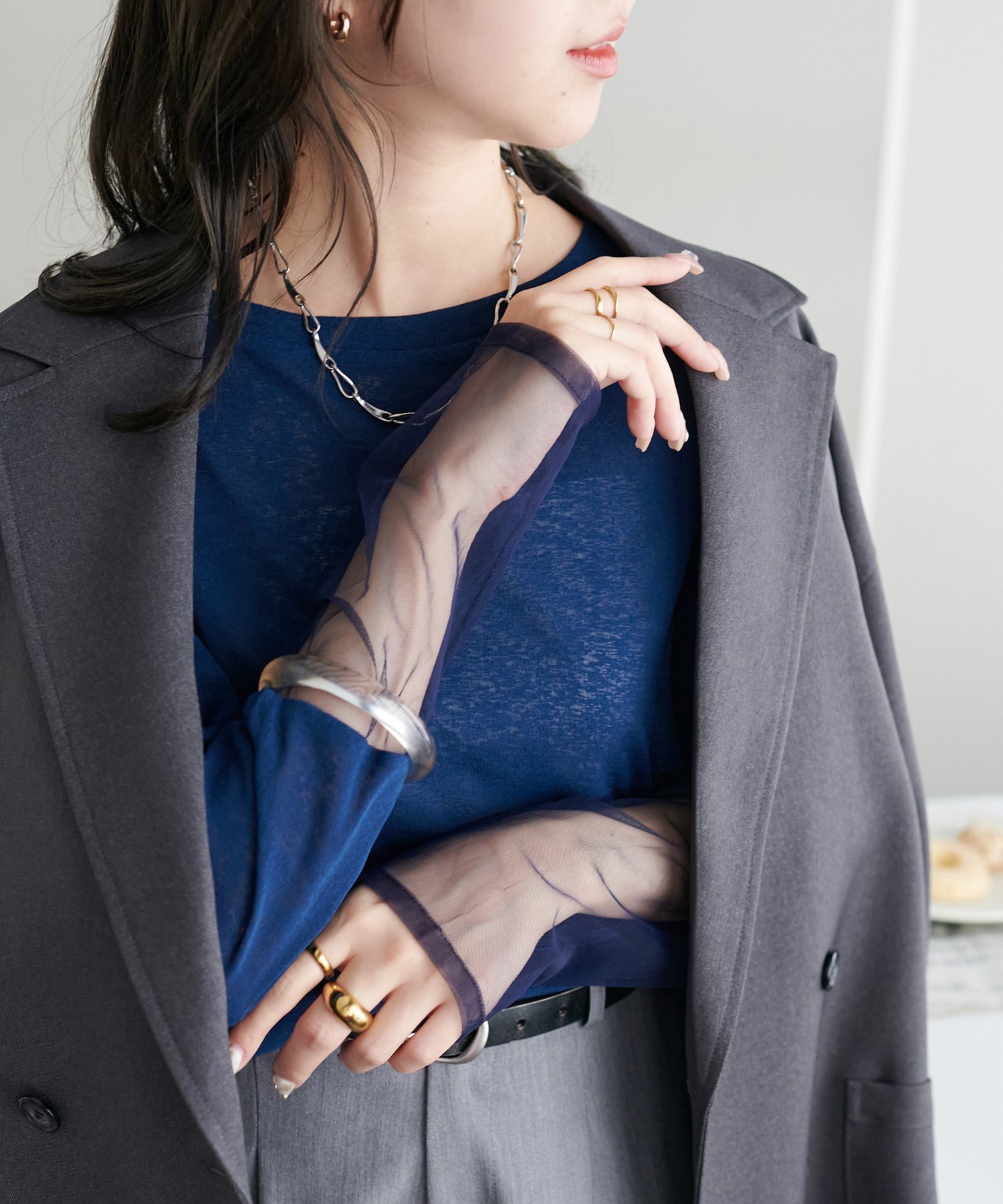 【ディスコート/Discoat】の【新色追加!/全16色展開】シアー袖切替プルオーバー≪WEB限定カラーあり≫ インテリア・キッズ・メンズ・レディースファッション・服の通販 founy(ファニー) ファッション Fashion レディースファッション Fashion for Women トップス・カットソー Cut & Sew Tops カジュアルプルオーバー・ニットトップス Pullovers & Knit Tops / Casual Pullovers インナー Innerwear シアー Sheer, See-Through シンプル Simple, Minimal ジャケット Jacket, Outerwear スリット Slit, Slit Detail 切替 Switching, Contrast Panel ネイビー|ID: prp329100004792480 ipo3291000000034773174