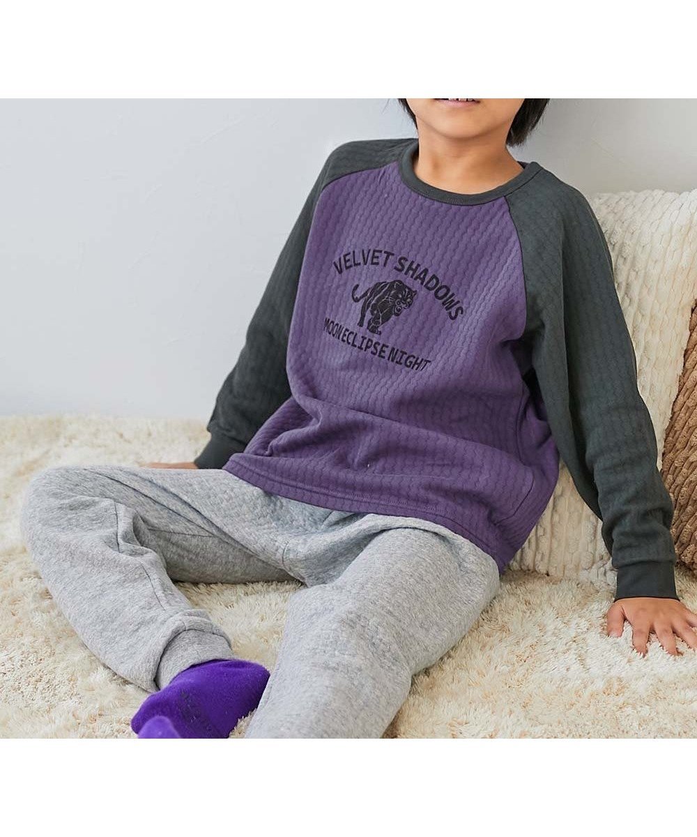 【デビロック/devirock / KIDS】のボーイズ やわらかキルト パジャマ パジャマ 長袖パジャマ ルームウェア 長袖 25AW インテリア・キッズ・メンズ・レディースファッション・服の通販 founy(ファニー) ファッション Fashion キッズファッション Fashion for Kids キルティング Quilted, Quilting キルト Quilt, Quilted Fabric 長袖 Long Sleeve, Full Sleeve パジャマ Pajamas, Sleepwear プリント Print, Printed Pattern ボーイズ Boyish, Boy Style 2025年 2025 2025-2026秋冬・A/W Autumn/Winter 2025–26 AW25–26 005-ヒョウ-Dパープル|ID: prp329100004792492 ipo3291000000034773279