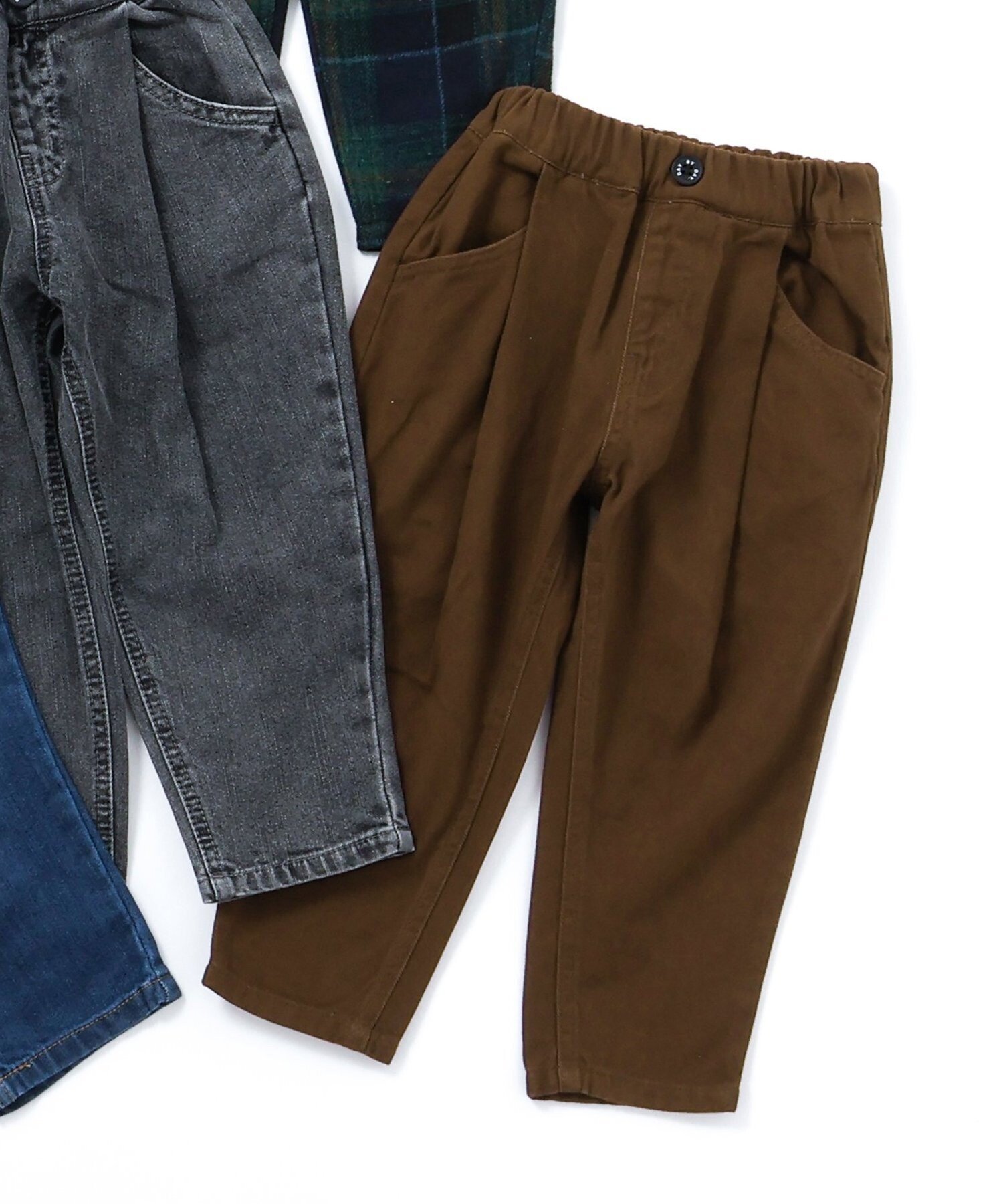 【エフオー オンラインストア/F.O.Online Store / KIDS】のあったか裏起毛ワイドタックパンツ 10分丈 インテリア・キッズ・メンズ・レディースファッション・服の通販 founy(ファニー) 　ファッション　Fashion　キッズファッション　Fashion for Kids　ボトムス　Bottoms　ボトム　Bottoms, Lower Wear　ワイド　Wide, Wide Fit　冬　Winter / This Winter　ブラウン|ID: prp329100004792514 ipo3291000000034773463