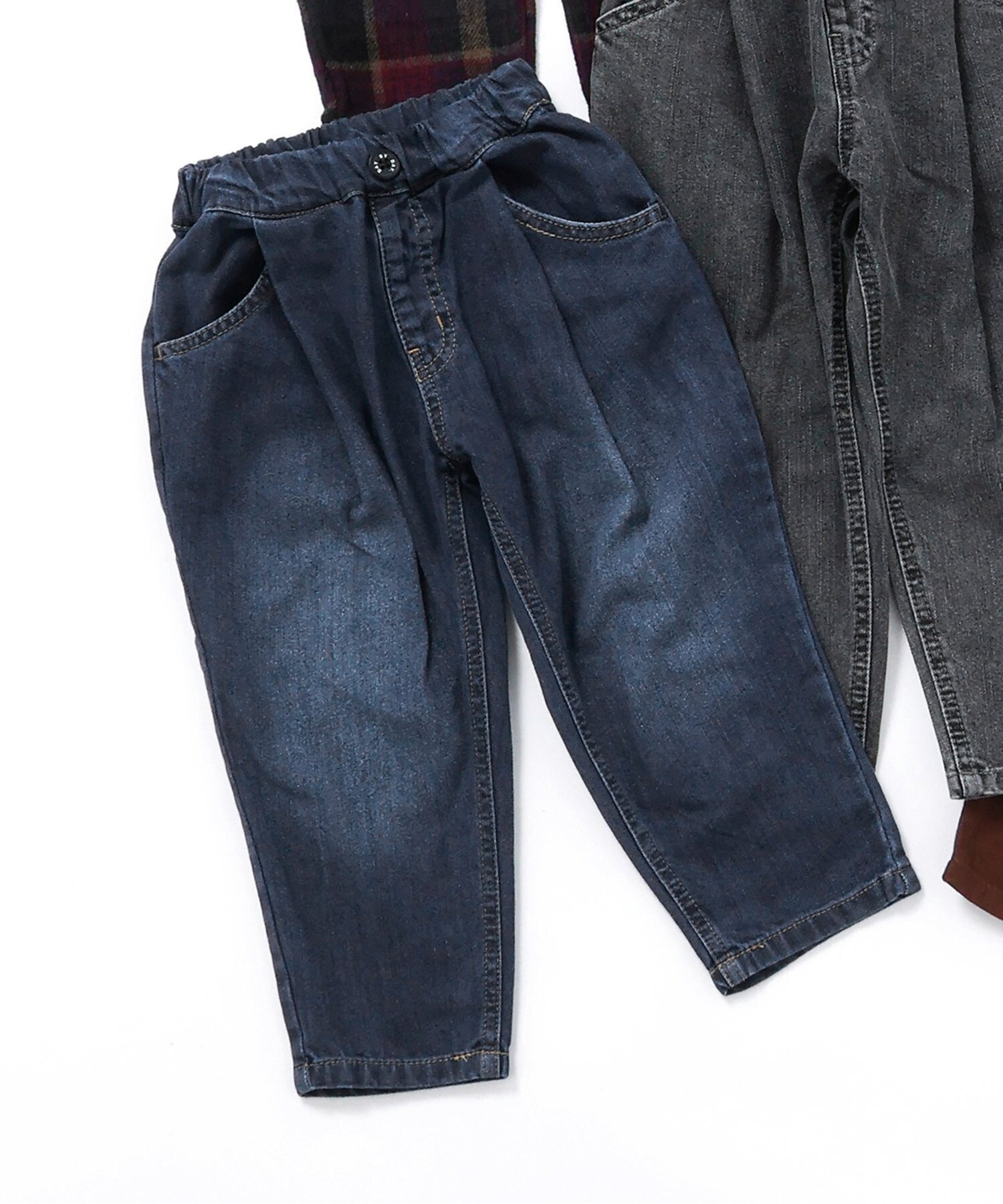 【エフオー オンラインストア/F.O.Online Store / KIDS】のあったか裏起毛ワイドタックパンツ 10分丈 インテリア・キッズ・メンズ・レディースファッション・服の通販 founy(ファニー) 　ファッション　Fashion　キッズファッション　Fashion for Kids　ボトムス　Bottoms　ボトム　Bottoms, Lower Wear　ワイド　Wide, Wide Fit　冬　Winter / This Winter　デニム|ID: prp329100004792514 ipo3291000000034773465