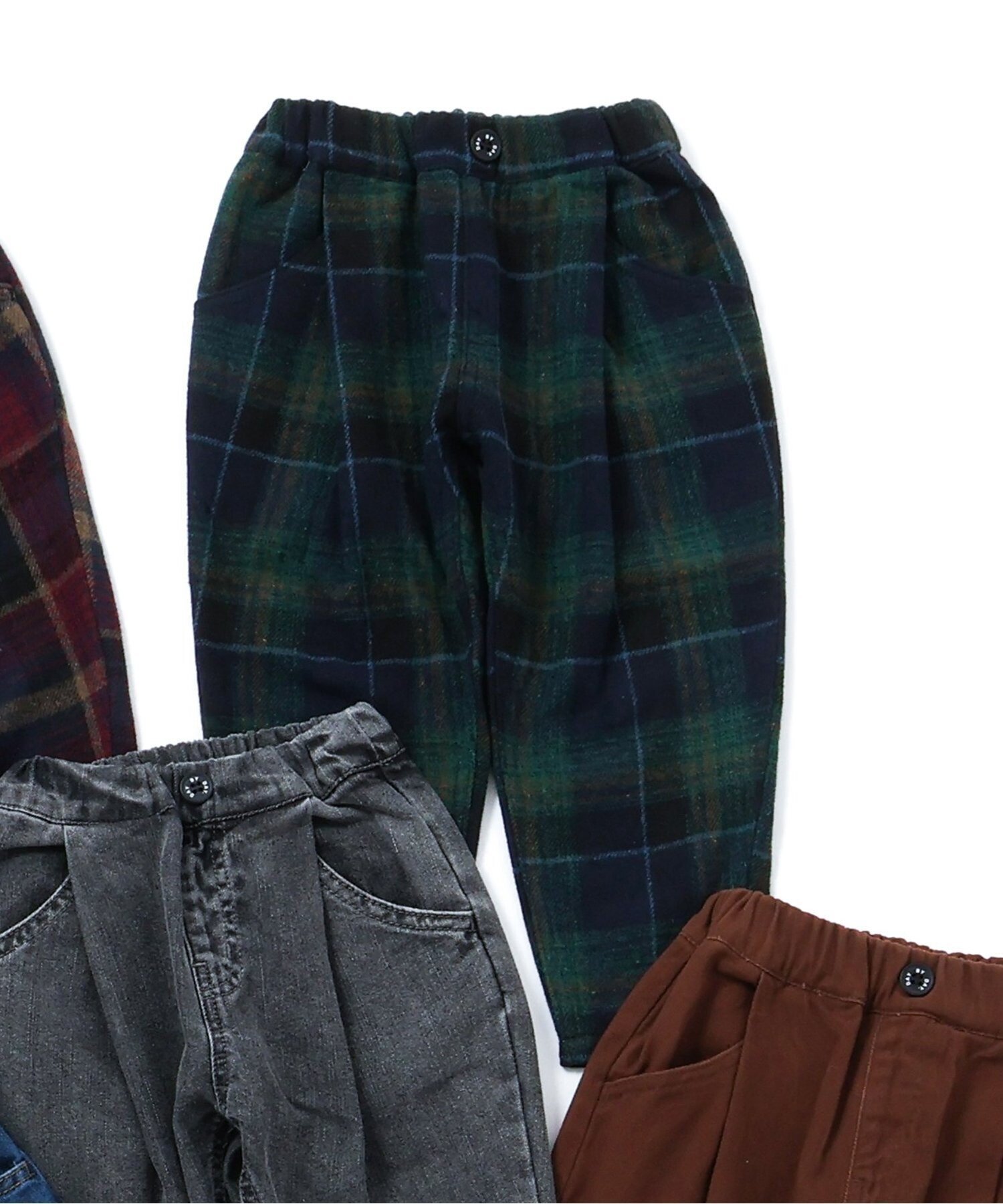 【エフオー オンラインストア/F.O.Online Store / KIDS】のあったか裏起毛ワイドタックパンツ 10分丈 インテリア・キッズ・メンズ・レディースファッション・服の通販 founy(ファニー) 　ファッション　Fashion　キッズファッション　Fashion for Kids　ボトムス　Bottoms　ボトム　Bottoms, Lower Wear　ワイド　Wide, Wide Fit　冬　Winter / This Winter　グリーン|ID: prp329100004792514 ipo3291000000034773468