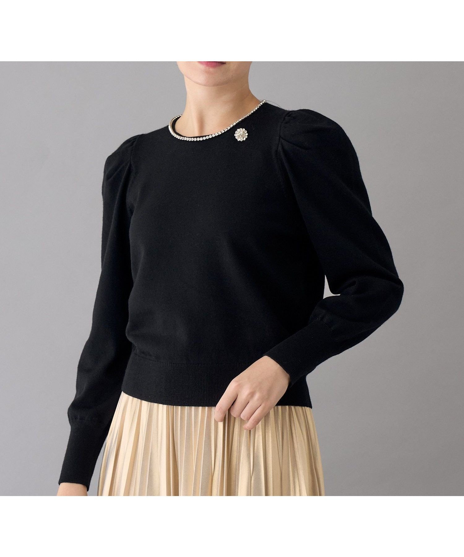 【アナイ/ANAYI】のビジューネックボリュームスリーブ プルオーバー インテリア・キッズ・メンズ・レディースファッション・服の通販 founy(ファニー) ファッション Fashion レディースファッション Fashion for Women トップス・カットソー Cut & Sew Tops カジュアルプルオーバー・ニットトップス Pullovers & Knit Tops / Casual Pullovers ボリューム袖・フリルスリーブブラウス Voluminous & Ruffle Sleeves / Puffy Sleeve Tops 春 Spring クリスタル Crystal, Swarovski コレクション Collection, Seasonal Line ストレッチ Stretch, Stretchy Fabric スマート Smart, Elegant テクスチャー Texture, Textured Fabric バレエ Ballet, Ballet Style ブローチ Brooch, Pin Brooch ラベンダー Lavender ロング Long, Long-Length 冬 Winter / This Winter 再入荷 Restock / Back in Stock ホリデーシーズン Holiday Season black|ID: prp329100004792522 ipo3291000000034773589