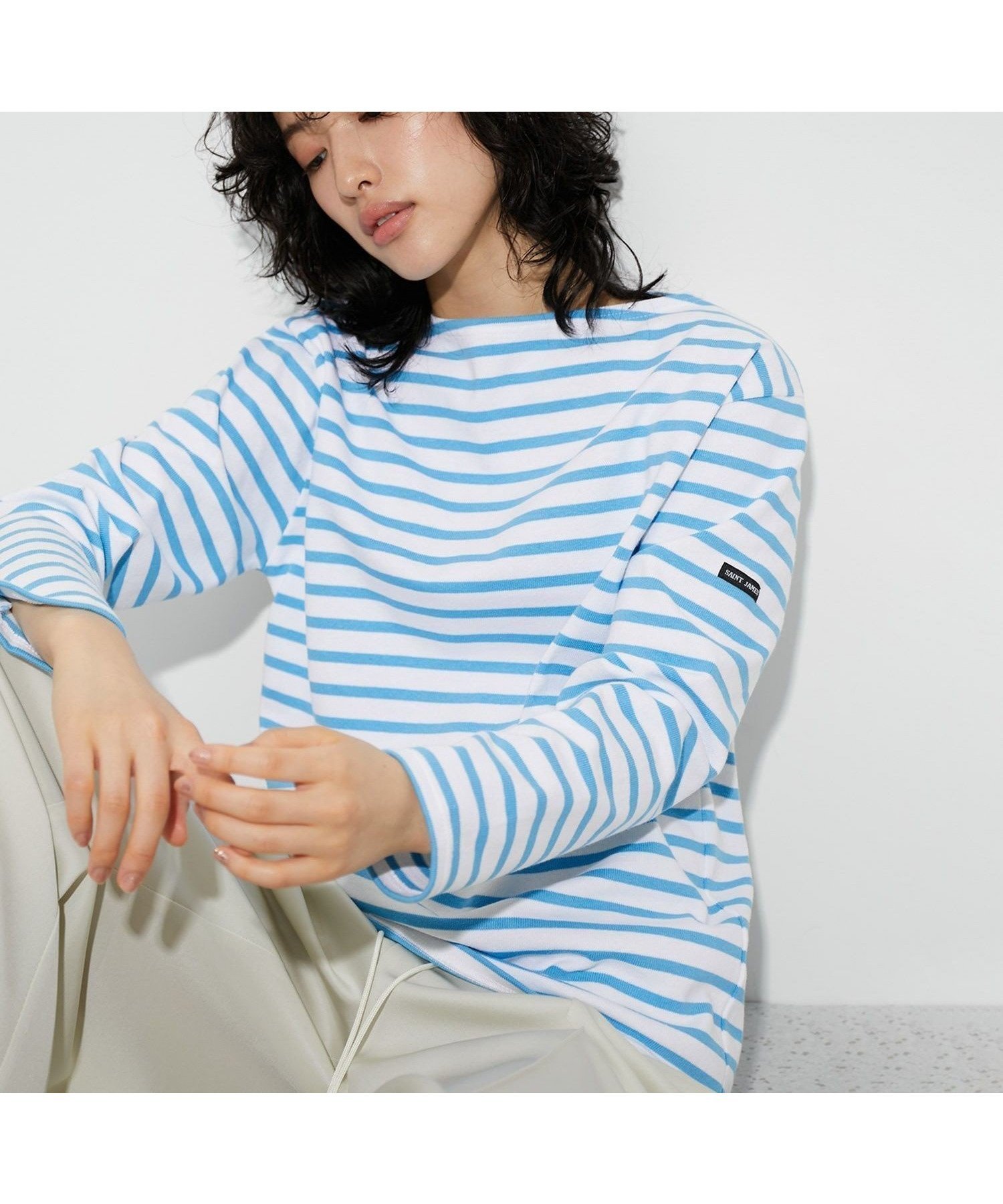 【アダム エ ロペ/ADAM ET ROPE'】の【SAINT JAMES for ADAM ET ROPE 】セントジェームス別注OUESSANT インテリア・キッズ・メンズ・レディースファッション・服の通販 founy(ファニー) 　ファッション　Fashion　レディースファッション　Fashion for Women　イエロー　Yellow　春　Spring　コレクション　Collection, Seasonal Line　コンパクト　Compact, Small Size　スペシャル　Special, Limited Edition　スラックス　Slacks, Dress Pants　セーター　Sweater, Knitwear　定番　Standard, Basic Item　人気　Popular, Best Seller　フランス　France, French　フレンチ　French, French Style　別注　Limited Edition, Custom Order　S/S・春夏　SS, Spring/Summer, Warm Season　夏　Summer　2024年　2024　2024春夏・S/S　Spring/Summer 2024 SS24　ビジネス 仕事 通勤　Business / Work / Commuting　ブルー(44)|ID: prp329100004792526 ipo3291000000034773618