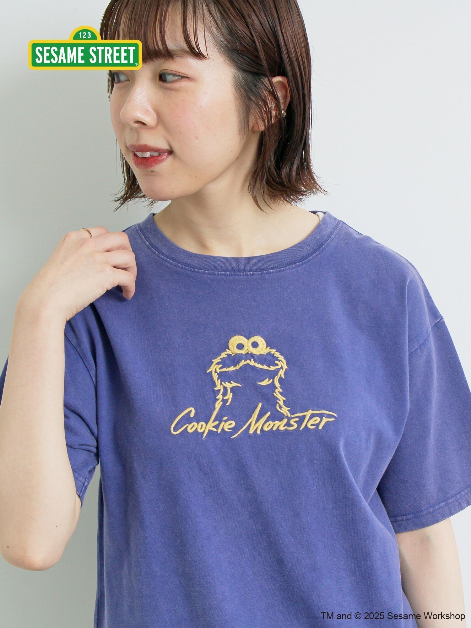 【サマンサモスモス/Samansa Mos2】の【SESAME STREET meets SM2】刺繍Tシャツ インテリア・キッズ・メンズ・レディースファッション・服の通販 founy(ファニー) ファッション Fashion レディースファッション Fashion for Women トップス・カットソー Cut & Sew Tops シャツ・ブラウス・オフィスカジュアル Elegant Blouses & Button-Ups ロングTシャツ・Tシャツ Longline T-Shirts & Tees ブルー|ID: prp329100004792531 ipo3291000000034773698