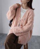 【リベリー/Riberry】のシャギーVネックニットカーディガン ライトオレンジ|ID: prp329100004792563 ipo3291000000034773944