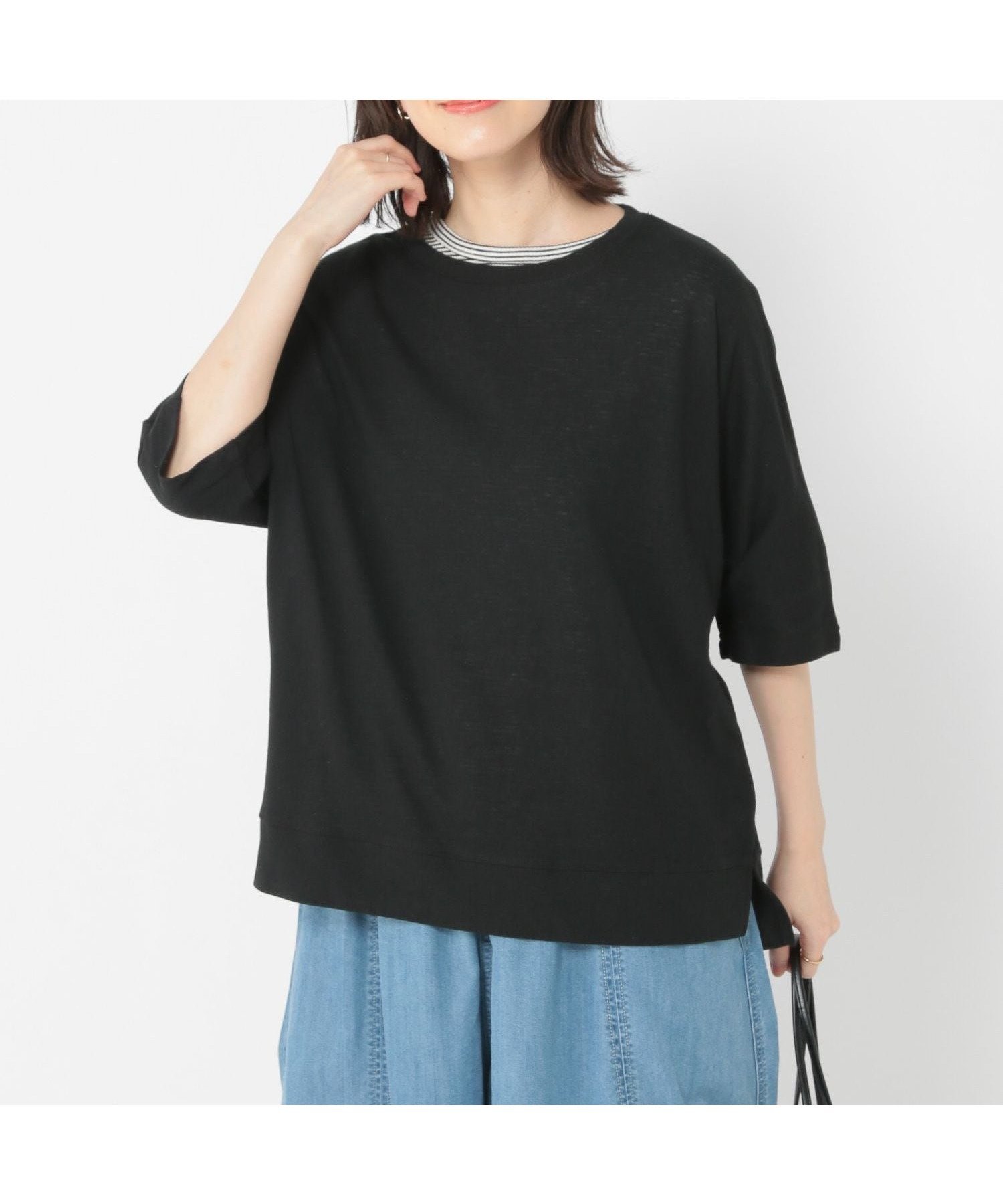 【スタディオ クリップ/studio CLIP】のシアースラブドルマンプルオーバー インテリア・キッズ・メンズ・レディースファッション・服の通販 founy(ファニー) 　ファッション　Fashion　レディースファッション　Fashion for Women　トップス・カットソー　Cut & Sew Tops　カジュアルプルオーバー・ニットトップス　Pullovers & Knit Tops / Casual Pullovers　おすすめ　Recommended / Our Picks　インナー　Innerwear　カットソー　Cut and Sewn Top　シアー　Sheer, See-Through　シンプル　Simple, Minimal　タンク　Tank Top, Sleeveless Top　ボトム　Bottoms, Lower Wear　レース　Lace, Lace Fabric　春　Spring　ブラック19|ID: prp329100004792572 ipo3291000000034774007