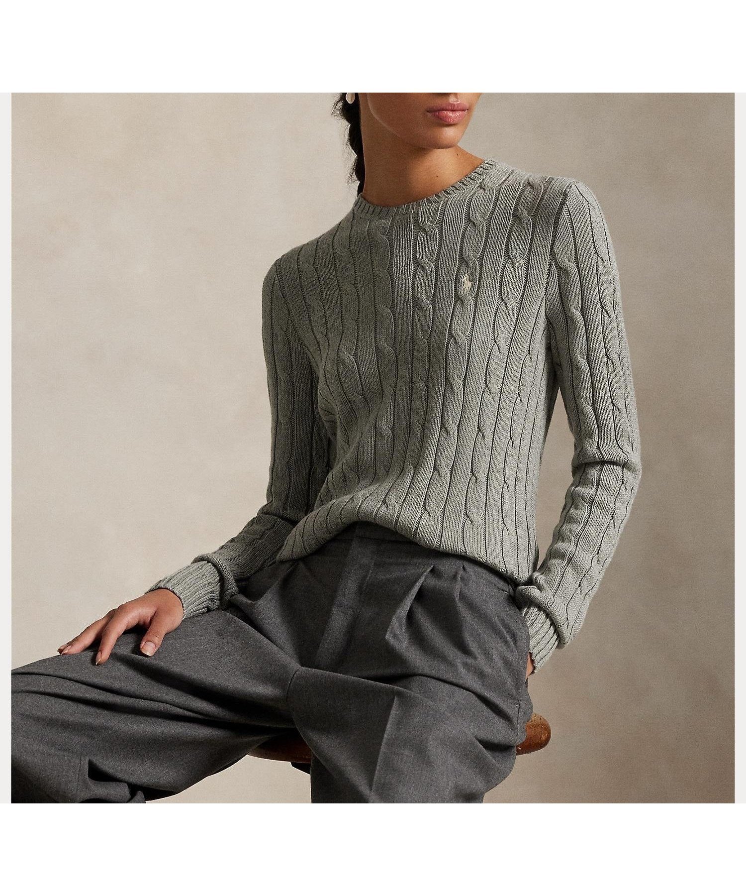 【ラルフローレン/RALPH LAUREN】のケーブルニット コットン クルーネック セーター インテリア・キッズ・メンズ・レディースファッション・服の通販 founy(ファニー) ファッション Fashion レディースファッション Fashion for Women トップス・カットソー Cut & Sew Tops ニット Knit Tops & Sweaters カフス Cuff Design スリム Slim, Slim Fit セーター Sweater, Knitwear フィット Fit, Slim Fit リブニット Rib Knit, Ribbed Knit 長袖 Long Sleeve, Full Sleeve 020グレー|ID: prp329100004792579 ipo3291000000034831357