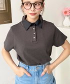 【モーメントプラス/moment+ / MEN】のバイカラーデザイン半袖ポロカットソー チャコールグレー|ID: prp329100004792617 ipo3291000000034774407