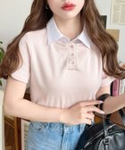 【モーメントプラス/moment+ / MEN】のバイカラーデザイン半袖ポロカットソー ピンク|ID: prp329100004792617 ipo3291000000034774412