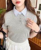 【モーメントプラス/moment+ / MEN】のバイカラーデザイン半袖ポロカットソー 杢グレー|ID: prp329100004792617 ipo3291000000034774413