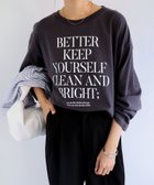 【アンドミー/andme】のオーバーサイズ メッセージプリント 長袖 Tシャツ チャコールグレー×オフホワイト|ID: prp329100004792621 ipo3291000000034774430