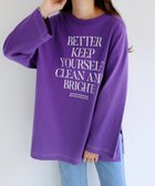 【アンドミー/andme】のオーバーサイズ メッセージプリント 長袖 Tシャツ パープル×オフホワイト|ID: prp329100004792621 ipo3291000000034774431