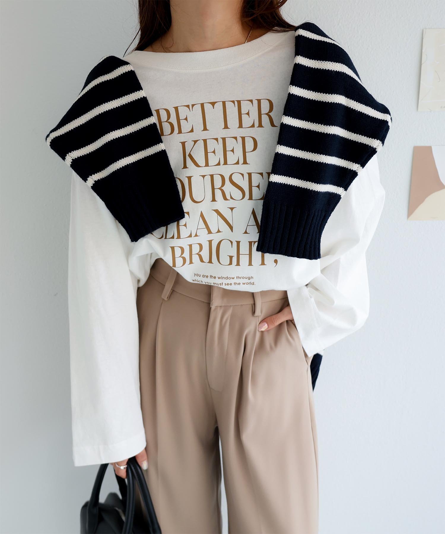 【アンドミー/andme】のオーバーサイズ メッセージプリント 長袖 Tシャツ インテリア・キッズ・メンズ・レディースファッション・服の通販 founy(ファニー) ファッション Fashion レディースファッション Fashion for Women トップス・カットソー Cut & Sew Tops シャツ・ブラウス・オフィスカジュアル Elegant Blouses & Button-Ups ロングTシャツ・Tシャツ Longline T-Shirts & Tees ショルダー Shoulder, Shoulder Strap スリット Slit, Slit Detail ドロップ Drop Shoulder, Dropped Style 人気 Popular, Best Seller 長袖 Long Sleeve, Full Sleeve パープル Purple, Violet プリント Print, Printed Pattern ワイド Wide, Wide Fit おすすめ Recommended / Our Picks オフホワイト×ブラウン|ID: prp329100004792621 ipo3291000000034774433