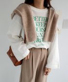 【アンドミー/andme】のオーバーサイズ メッセージプリント 長袖 Tシャツ オフホワイト×グリーン|ID: prp329100004792621 ipo3291000000034774438