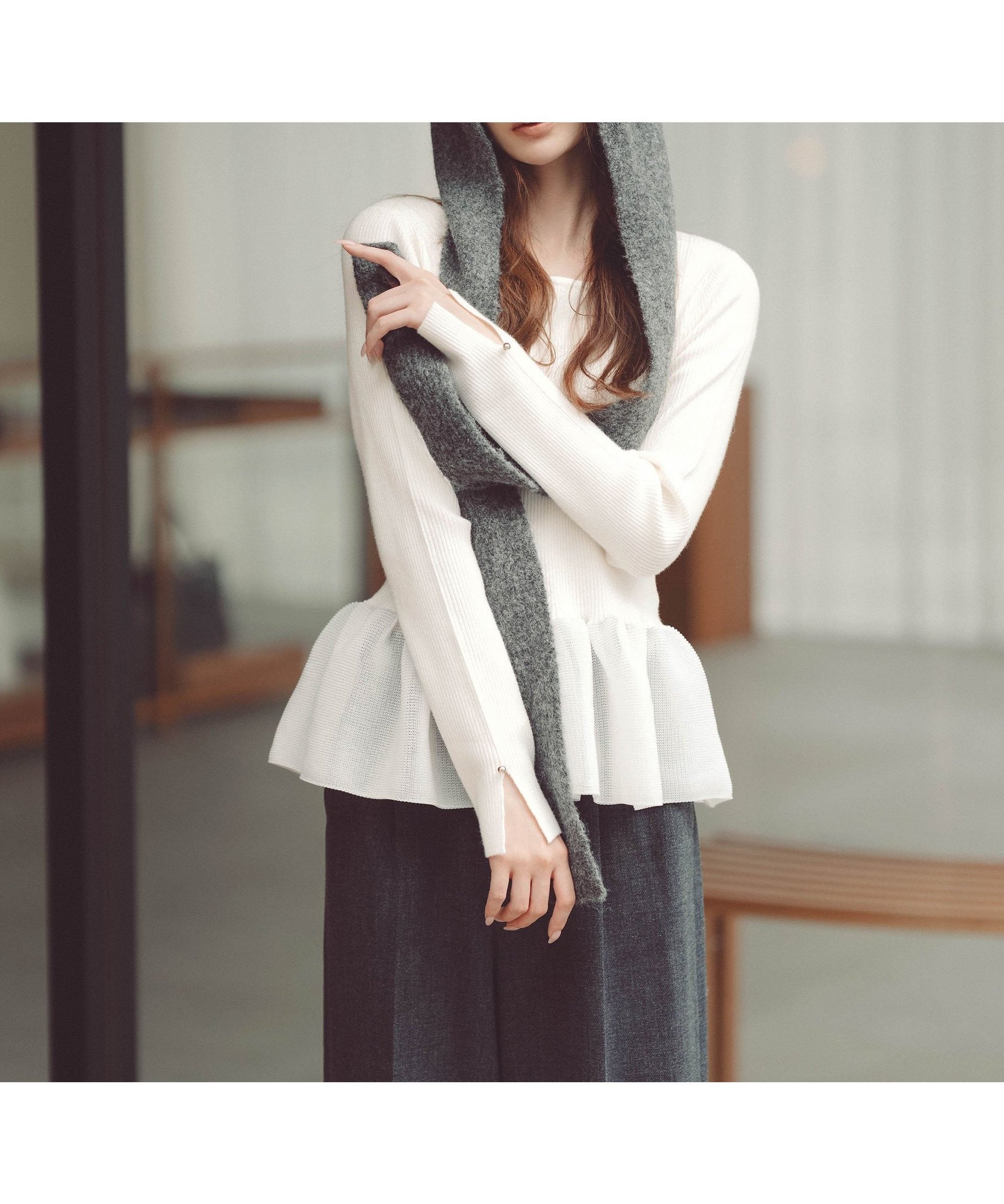 【プロポーション ボディドレッシング/PROPORTION BODY DRESSING】のウォッシャブル ペプラムリブニット 25AW 人気、トレンドファッション・服の通販 founy(ファニー) 　ファッション　Fashion　レディースファッション　Fashion for Women　トップス・カットソー　Cut & Sew Tops　ニット　Knit Tops & Sweaters　2025年　2025　2025-2026秋冬・A/W　Autumn/Winter 2025–26 AW25–26　ウォッシャブル　Machine Washable　ウォーム　Warm Fabric　スリット　Slit, Slit Detail　デコルテ　Décolleté, Neckline　デニム　Denim, Jeans Material　ペプラム　Peplum, Flared Hem　リブニット　Rib Knit, Ribbed Knit　エレガント 上品　Elegant　 other-1|ID: prp329100004792626 ipo3291000000035227116