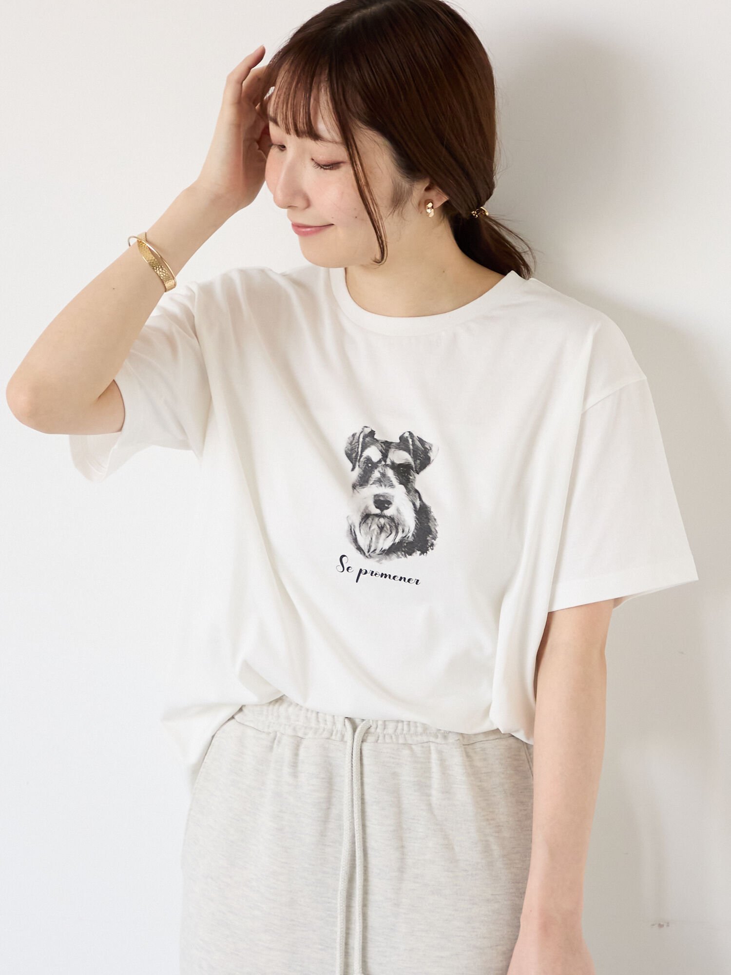 【テチチ/Te chichi】の【接触冷感】犬モチーフプリントTシャツ インテリア・キッズ・メンズ・レディースファッション・服の通販 founy(ファニー) ファッション Fashion レディースファッション Fashion for Women トップス・カットソー Cut & Sew Tops シャツ・ブラウス・オフィスカジュアル Elegant Blouses & Button-Ups ロングTシャツ・Tシャツ Longline T-Shirts & Tees おすすめ Recommended / Our Picks プリント Print, Printed Pattern モチーフ Motif, Design Theme 犬 Dog オフホワイト|ID: prp329100004792627 ipo3291000000034774514