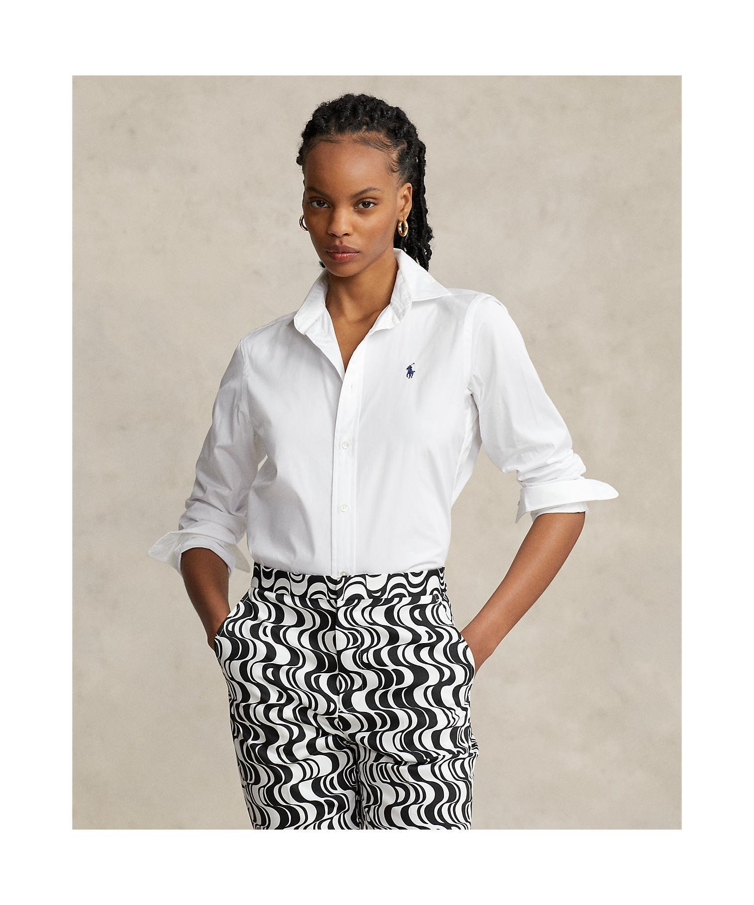 【ラルフローレン/RALPH LAUREN】のコットン シャツ インテリア・キッズ・メンズ・レディースファッション・服の通販 founy(ファニー) ファッション Fashion レディースファッション Fashion for Women トップス・カットソー Cut & Sew Tops シャツ・ブラウス・オフィスカジュアル Elegant Blouses & Button-Ups カフス Cuff Design フィット Fit, Slim Fit ヨーク Yoke, Yoke Design ラウンド Round, Round Neck 長袖 Long Sleeve, Full Sleeve 100ホワイト|ID: prp329100004792633 ipo3291000000035038721