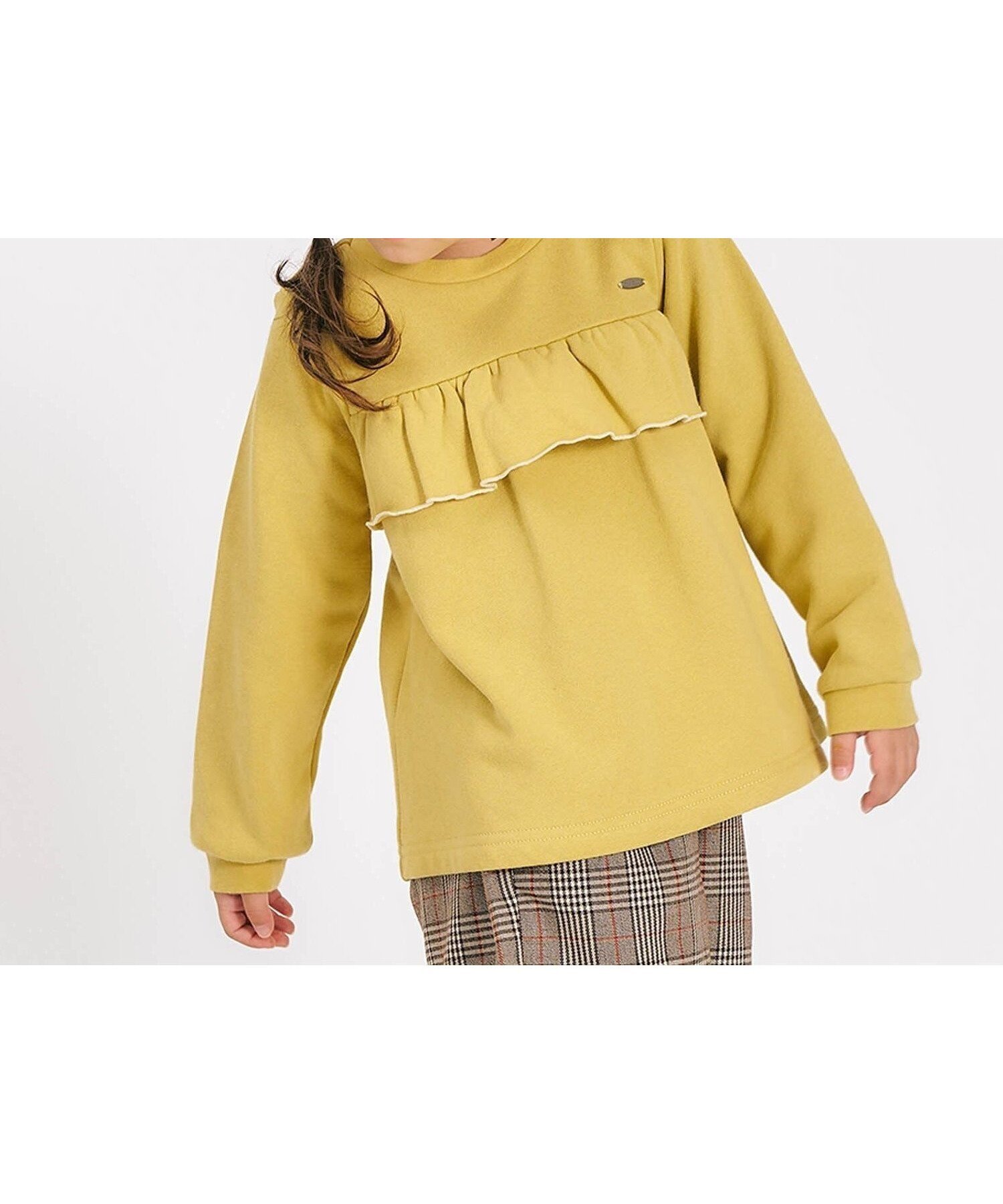 【エフオー オンラインストア/F.O.Online Store / KIDS】のWEB限定 フレアフリルトレーナー インテリア・キッズ・メンズ・レディースファッション・服の通販 founy(ファニー) 　ファッション　Fashion　キッズファッション　Fashion for Kids　おすすめ　Recommended / Our Picks　トレーナー　Sweatshirt, Trainer　フリル　Frill, Ruffle　プリント　Print, Printed Pattern　イエロー|ID: prp329100004792636 ipo3291000000034774563