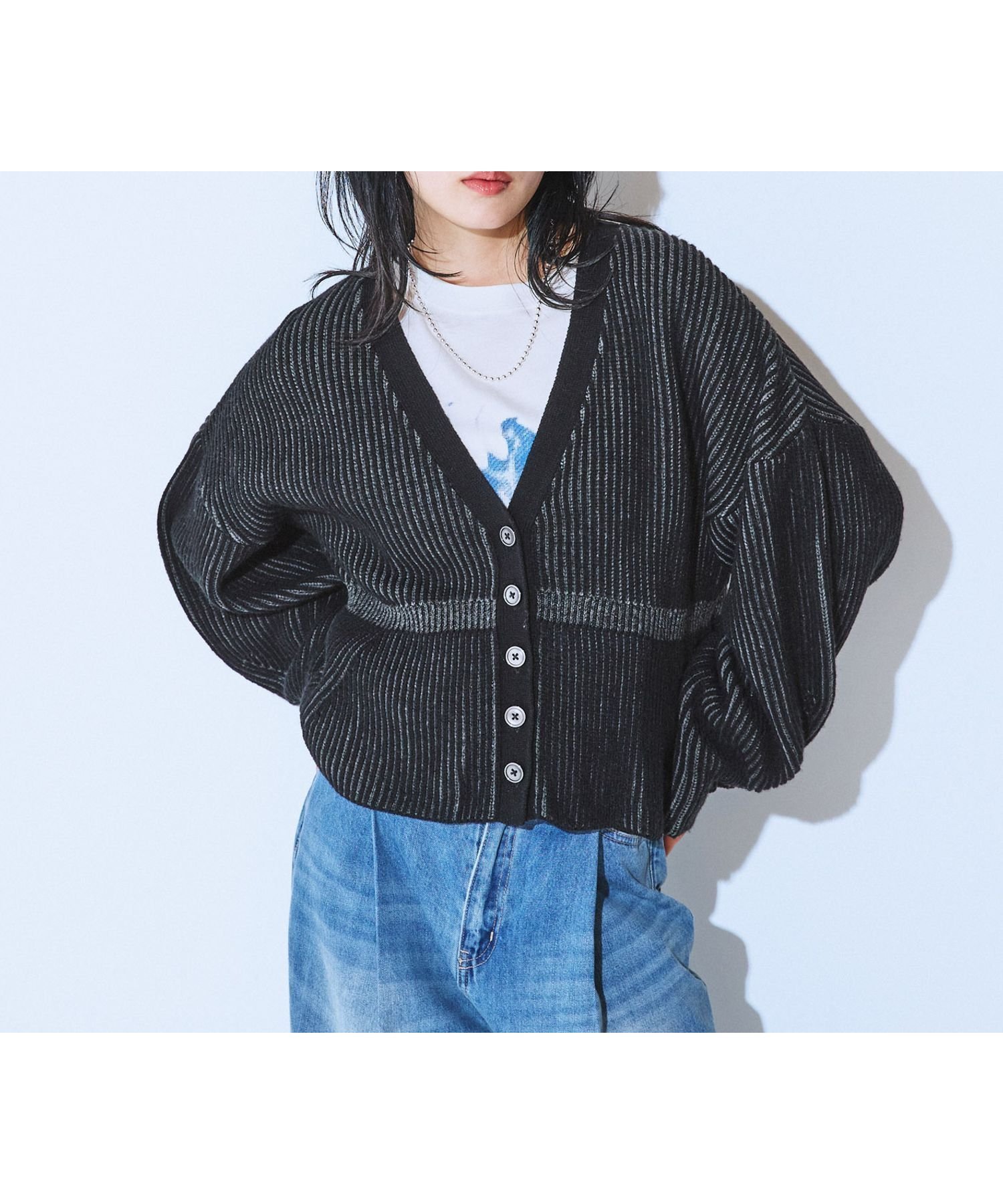 【ジーナシス/JEANASiS】の7GアゼペプラムVカーディガン インテリア・キッズ・メンズ・レディースファッション・服の通販 founy(ファニー) 　ファッション　Fashion　レディースファッション　Fashion for Women　トップス・カットソー　Cut & Sew Tops　カーディガン・羽織り　Layered Style Cardigans　アクセサリー　Fashion Accessories　アクリル　Acrylic Material　インナー　Innerwear　畦　Ribbed Knit　カーディガン　Cardigan, Knitwear　キャミソール　Camisole, Spaghetti Strap Top　タンク　Tank Top, Sleeveless Top　デニム　Denim, Jeans Material　ペプラム　Peplum, Flared Hem　羽織　Haori, Light Jacket　A/W・秋冬　Autumn/Winter　おすすめ　Recommended / Our Picks　ブラック系その他|ID: prp329100004792659 ipo3291000000034774794