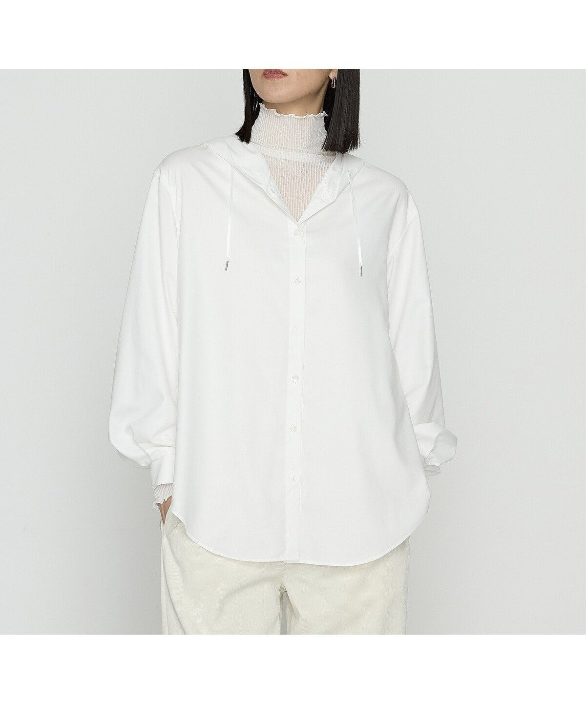 【コムサ/COMME CA】の+サイズ マイクロスパン フード付きブラウス インテリア・キッズ・メンズ・レディースファッション・服の通販 founy(ファニー) 　ファッション　Fashion　レディースファッション　Fashion for Women　トップス・カットソー　Cut & Sew Tops　シャツ・ブラウス・オフィスカジュアル　Elegant Blouses & Button-Ups　インナー　Innerwear　ドレープ　Drape, Draping Fabric　ブロード　Broadcloth, Fine Cotton　ベスト　Vest, Waistcoat　リラックス　Relax, Relaxed Fit　エレガント 上品　Elegant　定番　Standard, Basic Item　02:オフホワイト|ID: prp329100004792661 ipo3291000000034774811