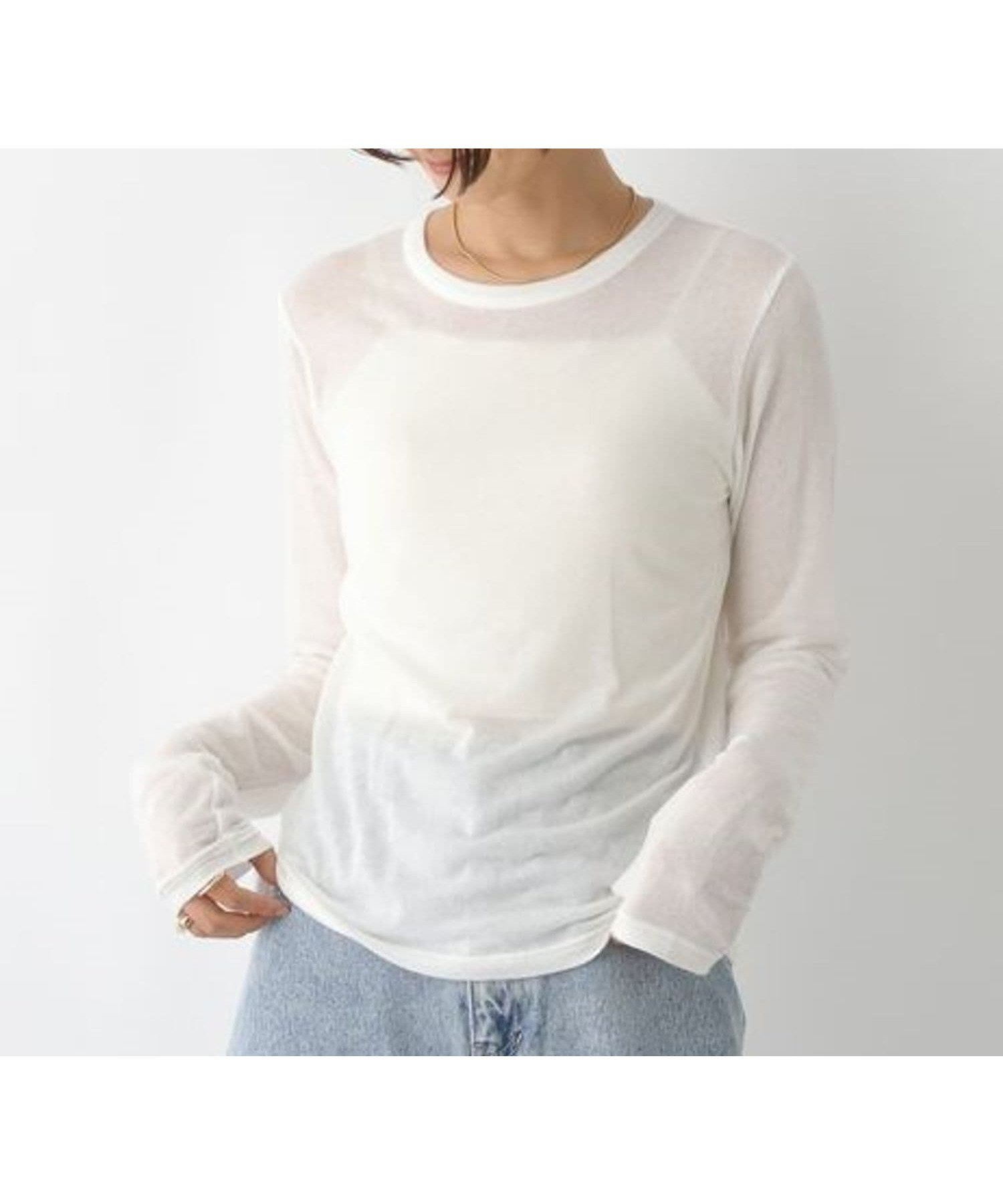 【レプシィム ローリーズファーム/LEPSIM LOWRYS FARM】のテンセル混長袖クルーロンT インテリア・キッズ・メンズ・レディースファッション・服の通販 founy(ファニー) 　ファッション　Fashion　レディースファッション　Fashion for Women　トップス・カットソー　Cut & Sew Tops　ロングTシャツ・Tシャツ　Longline T-Shirts & Tees　おすすめ　Recommended / Our Picks　スウェット / スエット　Sweatshirt, Sweatwear　長袖　Long Sleeve, Full Sleeve　オフホワイト05|ID: prp329100004792671 ipo3291000000034774875