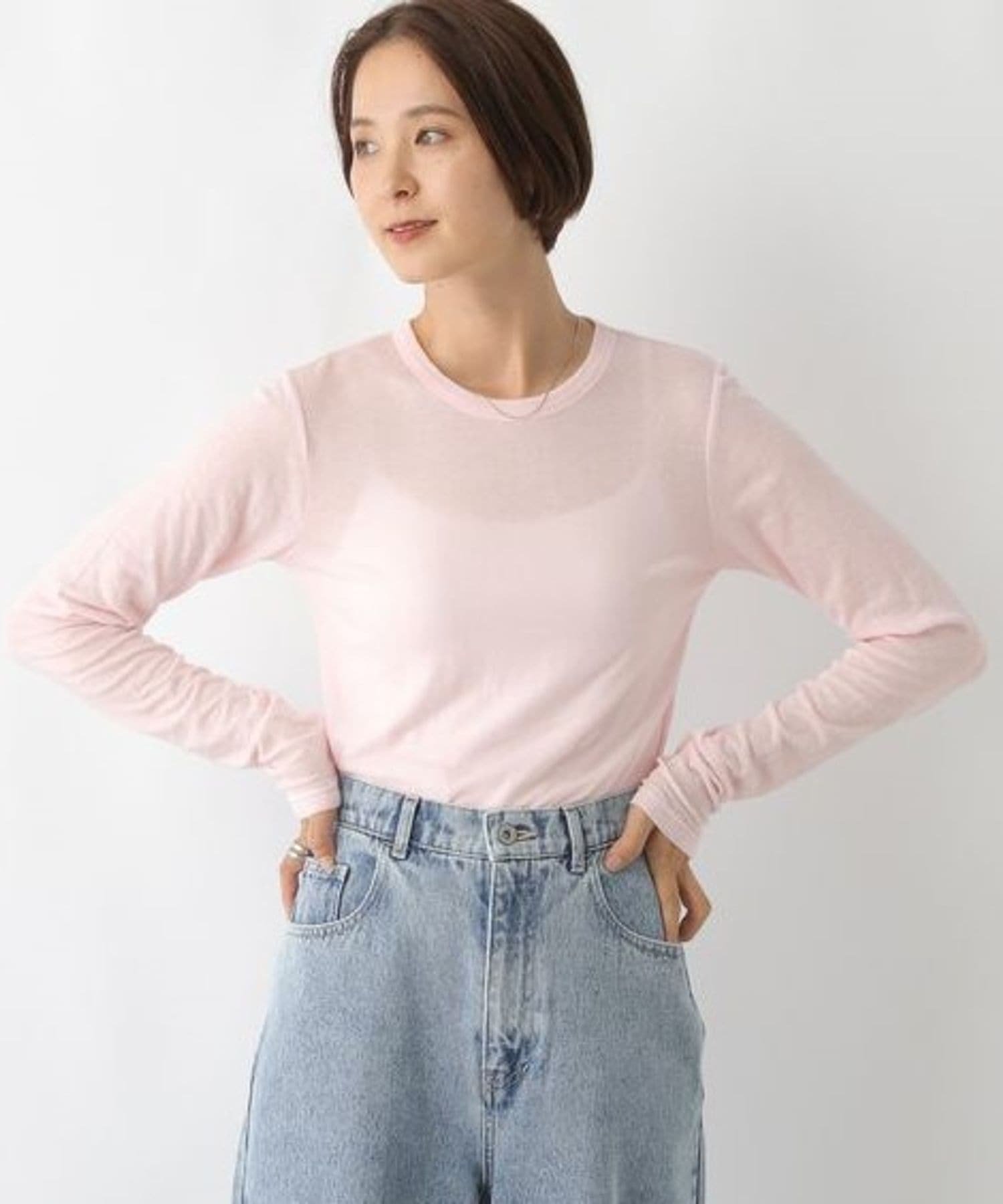 【レプシィム ローリーズファーム/LEPSIM LOWRYS FARM】のテンセル混長袖クルーロンT インテリア・キッズ・メンズ・レディースファッション・服の通販 founy(ファニー) 　ファッション　Fashion　レディースファッション　Fashion for Women　トップス・カットソー　Cut & Sew Tops　ロングTシャツ・Tシャツ　Longline T-Shirts & Tees　おすすめ　Recommended / Our Picks　スウェット / スエット　Sweatshirt, Sweatwear　長袖　Long Sleeve, Full Sleeve　ピンク23|ID: prp329100004792671 ipo3291000000034774879