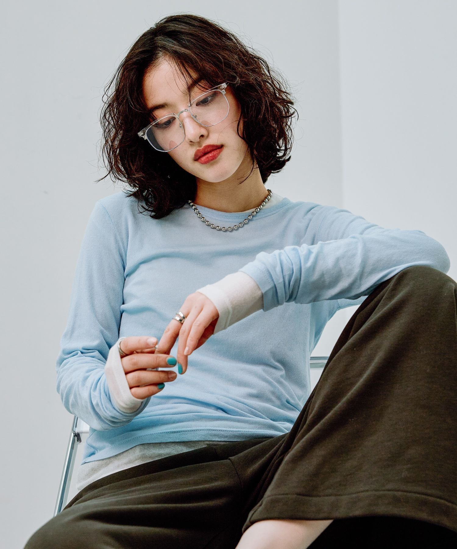 【レプシィム ローリーズファーム/LEPSIM LOWRYS FARM】のテンセル混長袖クルーロンT インテリア・キッズ・メンズ・レディースファッション・服の通販 founy(ファニー) 　ファッション　Fashion　レディースファッション　Fashion for Women　トップス・カットソー　Cut & Sew Tops　ロングTシャツ・Tシャツ　Longline T-Shirts & Tees　おすすめ　Recommended / Our Picks　スウェット / スエット　Sweatshirt, Sweatwear　長袖　Long Sleeve, Full Sleeve　ライトブルー83|ID: prp329100004792671 ipo3291000000034774881