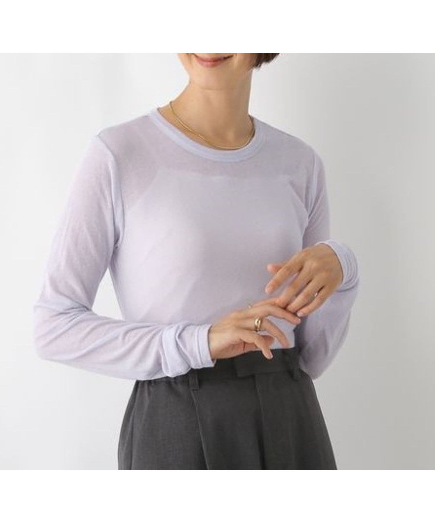 【レプシィム ローリーズファーム/LEPSIM LOWRYS FARM】のテンセル混長袖クルーロンT インテリア・キッズ・メンズ・レディースファッション・服の通販 founy(ファニー) 　ファッション　Fashion　レディースファッション　Fashion for Women　トップス・カットソー　Cut & Sew Tops　ロングTシャツ・Tシャツ　Longline T-Shirts & Tees　おすすめ　Recommended / Our Picks　スウェット / スエット　Sweatshirt, Sweatwear　長袖　Long Sleeve, Full Sleeve　パープル91|ID: prp329100004792671 ipo3291000000034774882