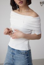 【アズール バイ マウジー/AZUL by moussy】のオフショルダーリブトップス 人気、トレンドファッション・服の通販 founy(ファニー) ファッション Fashion レディースファッション Fashion for Women トップス・カットソー Cut & Sew Tops ストレッチ Stretch, Stretchy Fabric デコルテ Décolleté, Neckline デニム Denim, Jeans Material トレンド Trend, Trending Now thumbnail O/WHT1|ID: prp329100004792698 ipo3291000000034775035
