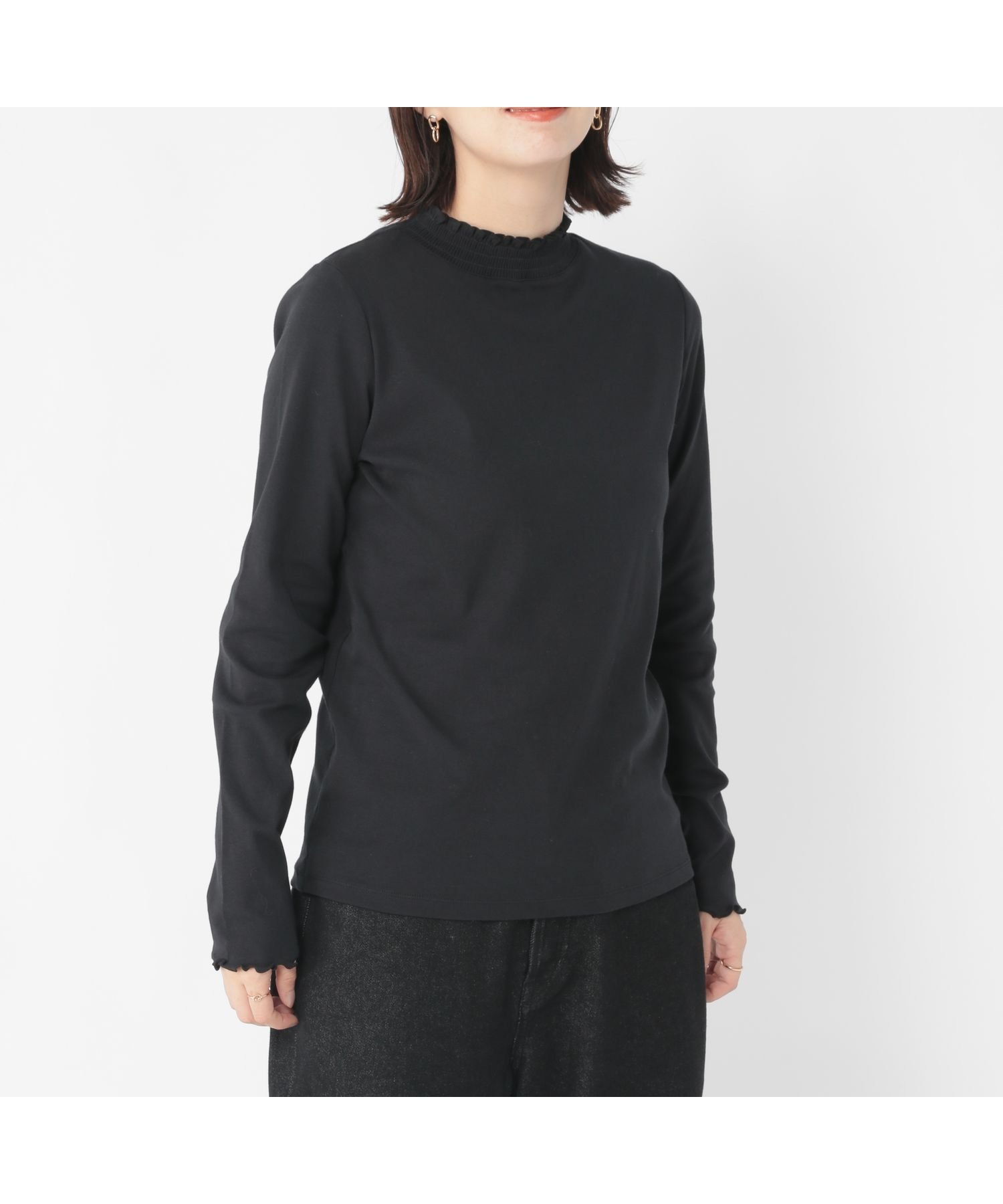 【スタディオ クリップ/studio CLIP】の【3シーズンシリーズ】アソートシャーリングネックプルオーバー プラスサイズあり インテリア・キッズ・メンズ・レディースファッション・服の通販 founy(ファニー) 　ファッション　Fashion　レディースファッション　Fashion for Women　トップス・カットソー　Cut & Sew Tops　カジュアルプルオーバー・ニットトップス　Pullovers & Knit Tops / Casual Pullovers　おすすめ　Recommended / Our Picks　インナー　Innerwear　シャーリング　Shirring, Ruched　シンプル　Simple, Minimal　スウェット / スエット　Sweatshirt, Sweatwear　トレンド　Trend, Trending Now　ドット　Polka Dot, Dot Pattern　ボーダー　Border, Stripe　ブラック07|ID: prp329100004792699 ipo3291000000034775048