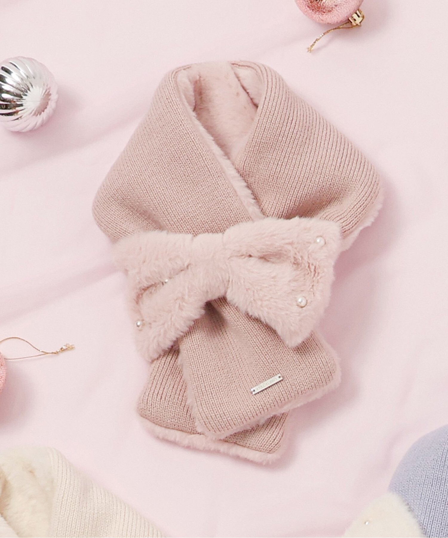 【エフオー オンラインストア/F.O.Online Store / KIDS】のリボンファーマフラー インテリア・キッズ・メンズ・レディースファッション・服の通販 founy(ファニー) 　ファッション　Fashion　キッズファッション　Fashion for Kids　ピンク|ID: prp329100004792721 ipo3291000000034775276