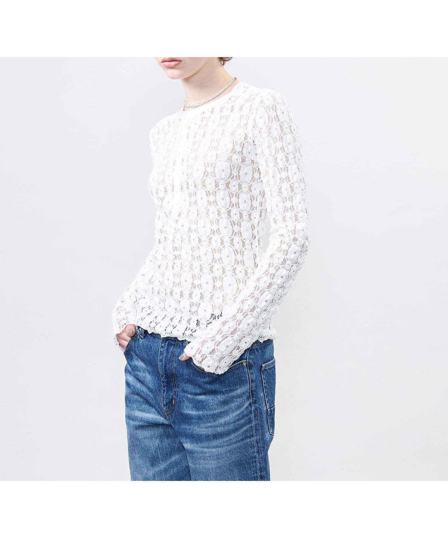 【ユナイテッドアローズ/UNITED ARROWS】のASTRAET レース ヘンリーネック カットソー 人気、トレンドファッション・服の通販 founy(ファニー) 　ファッション　Fashion　レディースファッション　Fashion for Women　トップス・カットソー　Cut & Sew Tops　カットソー・ベーシックTシャツ　Cut-and-Sewn Tops / Stretch Tees & Basics　カットソー　Cut and Sewn Top　コンパクト　Compact, Small Size　シアー　Sheer, See-Through　スキッパー　Skipper, Open Collar　デニム　Denim, Jeans Material　フロント　Front, Front Design　レース　Lace, Lace Fabric　ワイド　Wide, Wide Fit　アウトレット　Outlet / Clearance　おすすめ　Recommended / Our Picks　 other-1|ID: prp329100004792804 ipo3291000000034775780