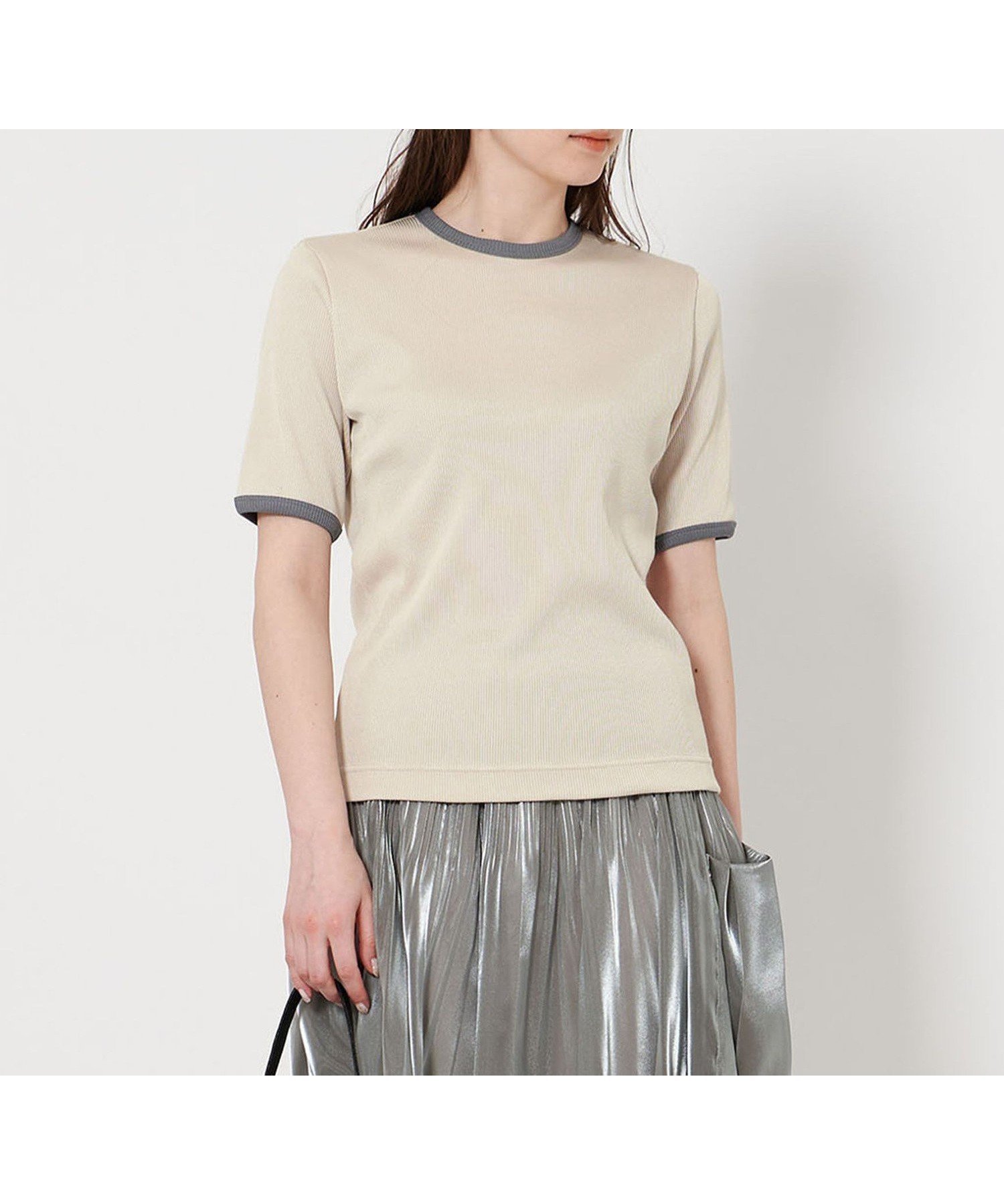 【ユナイテッドアローズ/UNITED ARROWS】のリブ バイカラーパイピング Tシャツ 人気、トレンドファッション・服の通販 founy(ファニー) 　ファッション　Fashion　レディースファッション　Fashion for Women　トップス・カットソー　Cut & Sew Tops　シャツ・ブラウス・オフィスカジュアル　Elegant Blouses & Button-Ups　ロングTシャツ・Tシャツ　Longline T-Shirts & Tees　インナー　Innerwear　ジャケット　Jacket, Outerwear　人気　Popular, Best Seller　パイピング　Piping, Trim Design　ビスチェ　Bustier, Corset Top　ベーシック　Basic, Essential　アウトレット　Outlet / Clearance　おすすめ　Recommended / Our Picks　エレガント 上品　Elegant　 other-1|ID: prp329100004792820 ipo3291000000034775860