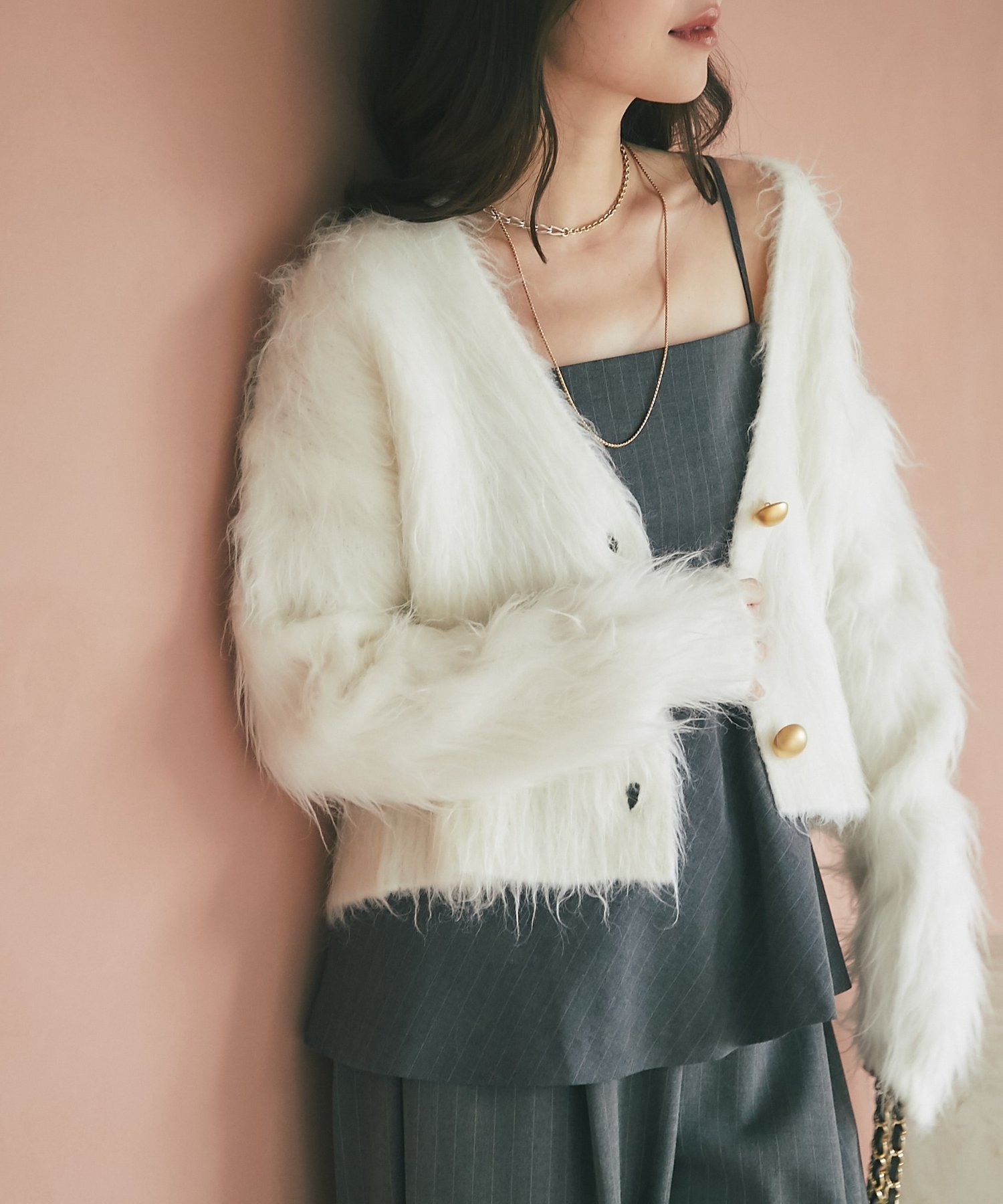 【ラブティックボンボン/La boutique BonBon】の【全骨格おすすめ最強ニット】ロングフェザークロップドカーディガン 人気、トレンドファッション・服の通販 founy(ファニー) 　ファッション　Fashion　レディースファッション　Fashion for Women　トップス・カットソー　Cut & Sew Tops　ニット　Knit Tops & Sweaters　カーディガン・羽織り　Layered Style Cardigans　カットソー　Cut and Sewn Top　カーディガン　Cardigan, Knitwear　キャミソール　Camisole, Spaghetti Strap Top　タンク　Tank Top, Sleeveless Top　バランス　Balance, Style Balance　フェザー　Feather, Feather Detail　フェミニン　Feminine, Girly　ベスト　Vest, Waistcoat　ボトム　Bottoms, Lower Wear　ロング　Long, Long-Length　おすすめ　Recommended / Our Picks　エレガント 上品　Elegant　 other-1|ID: prp329100004792853 ipo3291000000035081151