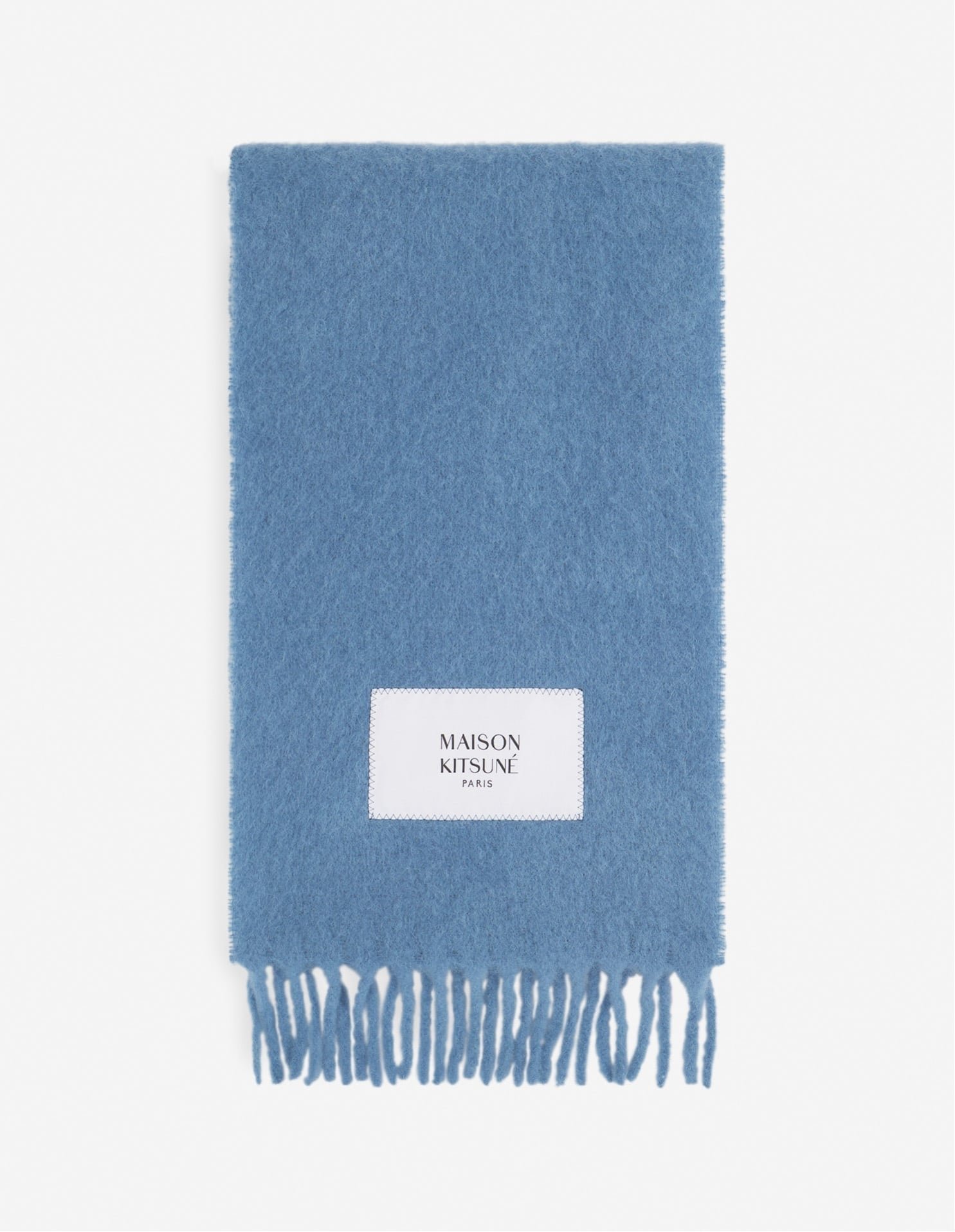 【メゾン キツネ/MAISON KITSUNE / MEN】のMaison Kitsune/ALPACA SCARF インテリア・キッズ・メンズ・レディースファッション・服の通販 founy(ファニー) 　ファッション　Fashion　メンズファッション　Fashion for Men　クール　Cool, Chic　グラフィック　Graphic, Graphic Design　コレクション　Collection, Seasonal Line　ストライプ　Stripe, Striped Pattern　定番　Standard, Basic Item　フラワー　Flower, Floral　フリンジ　Fringe, Tassel　ベーシック　Basic, Essential　マフラー　Scarf, Muffler　無地　Plain, Solid Color　A/W・秋冬　Autumn/Winter　冬　Winter / This Winter　POWDER BLUE|ID: prp329100004792918 ipo3291000000034776553