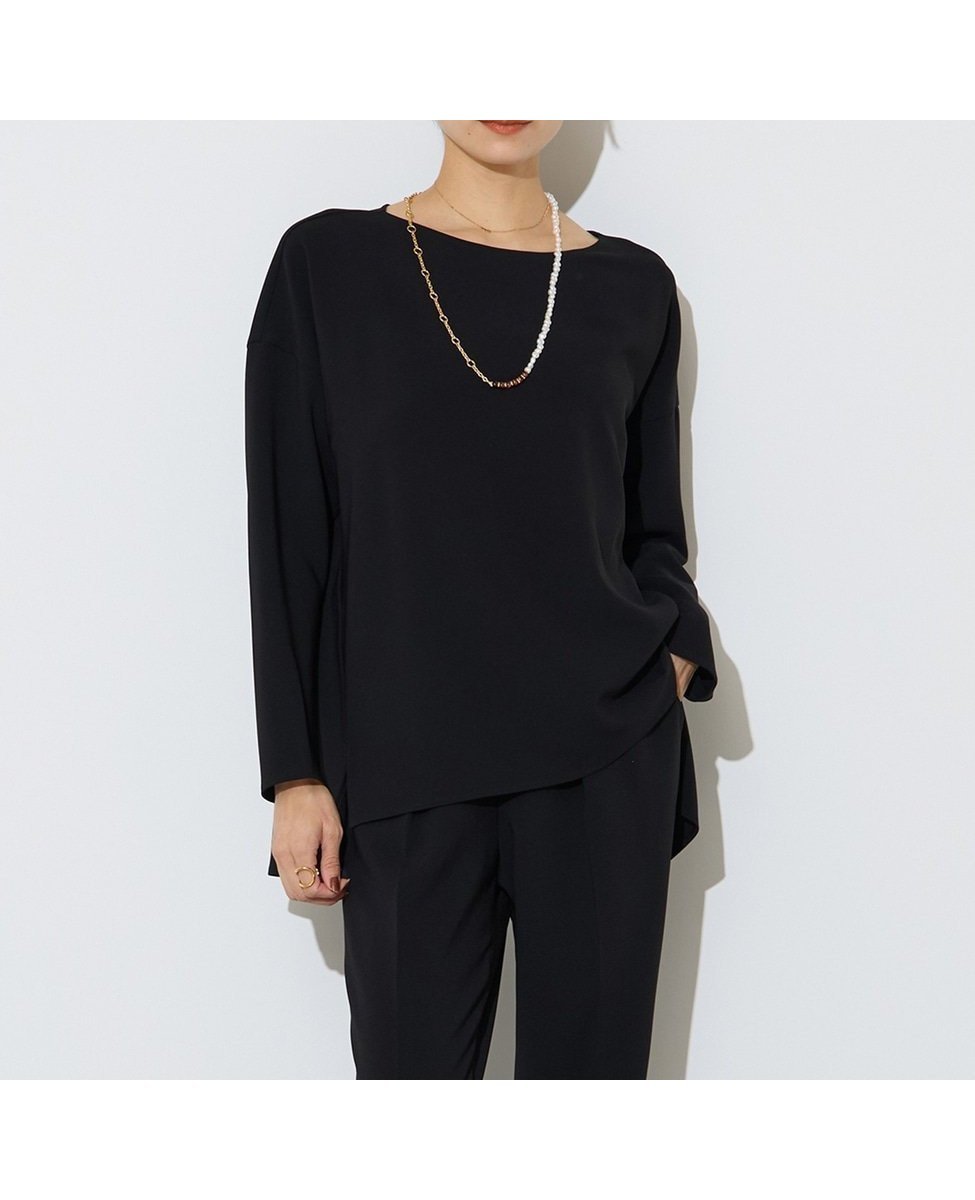 【リエス/Liesse】の【定番】ダブルクロスワイドシルエットブラウス インテリア・キッズ・メンズ・レディースファッション・服の通販 founy(ファニー) ファッション Fashion レディースファッション Fashion for Women トップス・カットソー Cut & Sew Tops シャツ・ブラウス・オフィスカジュアル Elegant Blouses & Button-Ups おすすめ Recommended / Our Picks ジャケット Jacket, Outerwear セットアップ Set-Up, Coordinated Outfit バランス Balance, Style Balance フォルム Silhouette, Form ワイド Wide, Wide Fit エレガント 上品 Elegant 定番 Standard, Basic Item ブラック|ID: prp329100004792956 ipo3291000000034882257