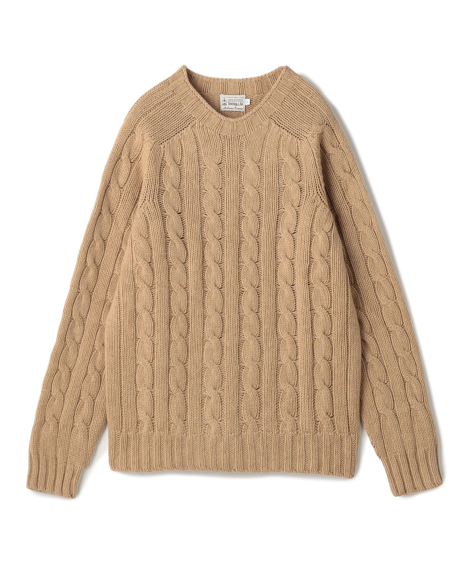 【トゥモローランド/TOMORROWLAND / MEN】のINVERALLAN ウールケーブル クルーネックプルオーバーニット インテリア・キッズ・メンズ・レディースファッション・服の通販 founy(ファニー) ファッション Fashion メンズファッション Fashion for Men トップス・カットソー Cut & Sew Tops ニット・セーター / 定番トップス Knit Tops & Sweaters 2025年 2025 2025-2026秋冬・A/W Autumn/Winter 2025–26 AW25–26 セーター Sweater, Knitwear ハンド Hand, Handmade 手編み Hand-Knitted, Handmade Knit 47 キャメル|ID: prp329100004792967 ipo3291000000034890662