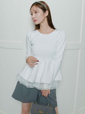 【セルフォード/CELFORD】のペプラムドッキングニットプルオーバー 人気、トレンドファッション・服の通販 founy(ファニー) ファッション Fashion レディースファッション Fashion for Women トップス・カットソー Cut & Sew Tops ニット Knit Tops & Sweaters カジュアルプルオーバー・ニットトップス Pullovers & Knit Tops / Casual Pullovers オーガンジー Organza Fabric シフォン Chiffon, Lightweight Fabric スマート Smart, Elegant ドッキング Docking, Mixed Material フォルム Silhouette, Form ペプラム Peplum, Flared Hem ラッフル Ruffle, Frill 今季 This Season, Current Season |ID:prp329100004792991