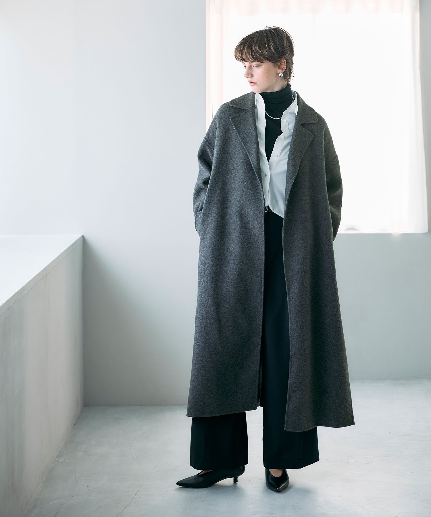 【ノーク/N.O.R.C】のウールメルトンロングリバーコート インテリア・キッズ・メンズ・レディースファッション・服の通販 founy(ファニー) 　ファッション　Fashion　レディースファッション　Fashion for Women　アウター　Coat / Outerwear Collection　コート・ロングコート・ピーコート　Long Coats, Peacoats & More　くるぶし　Ankle-Length　コンパクト　Compact, Small Size　今季　This Season, Current Season　スタイリッシュ　Stylish, Fashionable　定番　Standard, Basic Item　人気　Popular, Best Seller　バランス　Balance, Style Balance　メルトン　Melton, Heavy Wool　ロング　Long, Long-Length　おすすめ　Recommended / Our Picks　エレガント 上品　Elegant　チャコール|ID: prp329100004792997 ipo3291000000034777060