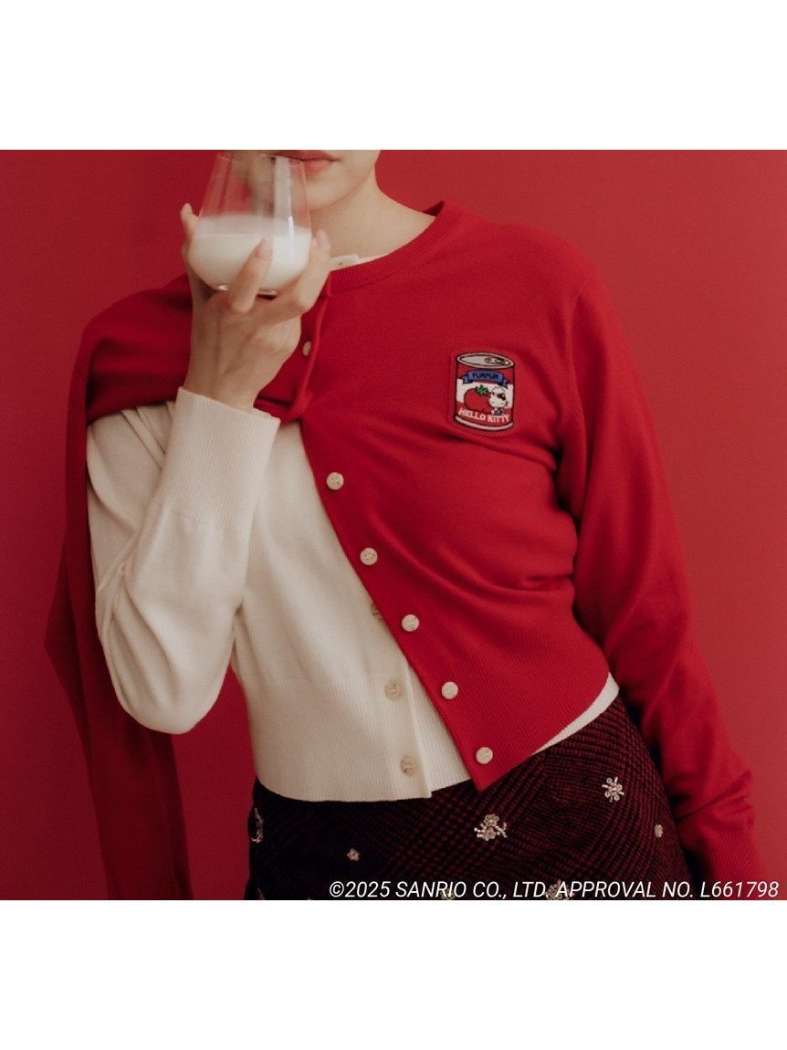 【ファーファー/FURFUR】のHELLO KITTYワッペンカーディガン インテリア・キッズ・メンズ・レディースファッション・服の通販 founy(ファニー) 　ファッション　Fashion　レディースファッション　Fashion for Women　トップス・カットソー　Cut & Sew Tops　カーディガン・羽織り　Layered Style Cardigans　カーディガン　Cardigan, Knitwear　コンパクト　Compact, Small Size　スマート　Smart, Elegant　バランス　Balance, Style Balance　モチーフ　Motif, Design Theme　ワンポイント　One Point, Statement Accent　エレガント 上品　Elegant　RED[046]|ID: prp329100004793004 ipo3291000000035122331